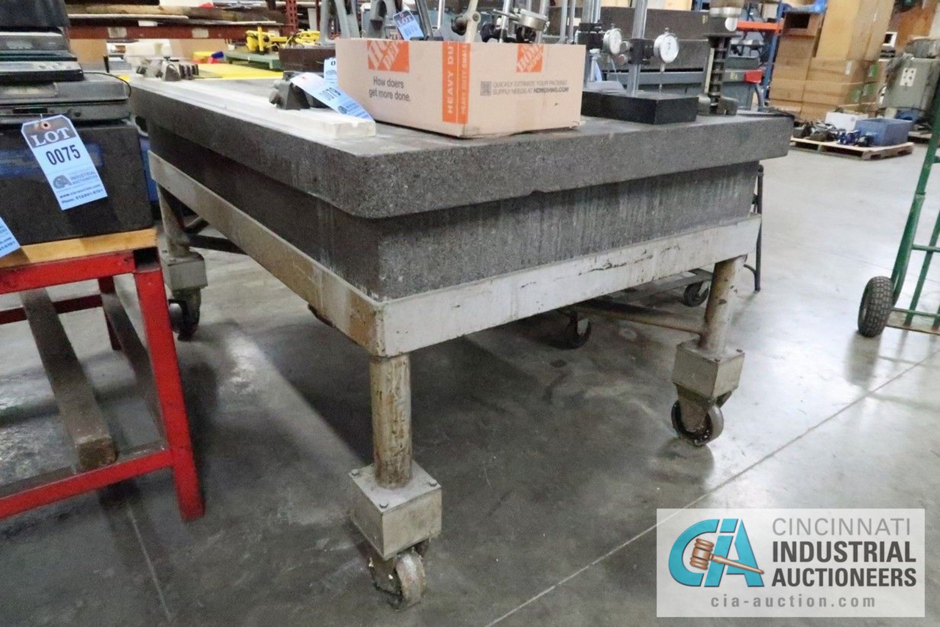 72" X 48" X 12" GRANITE SURFACE PLATE WITH PORTABLE STAND - Image 2 of 5