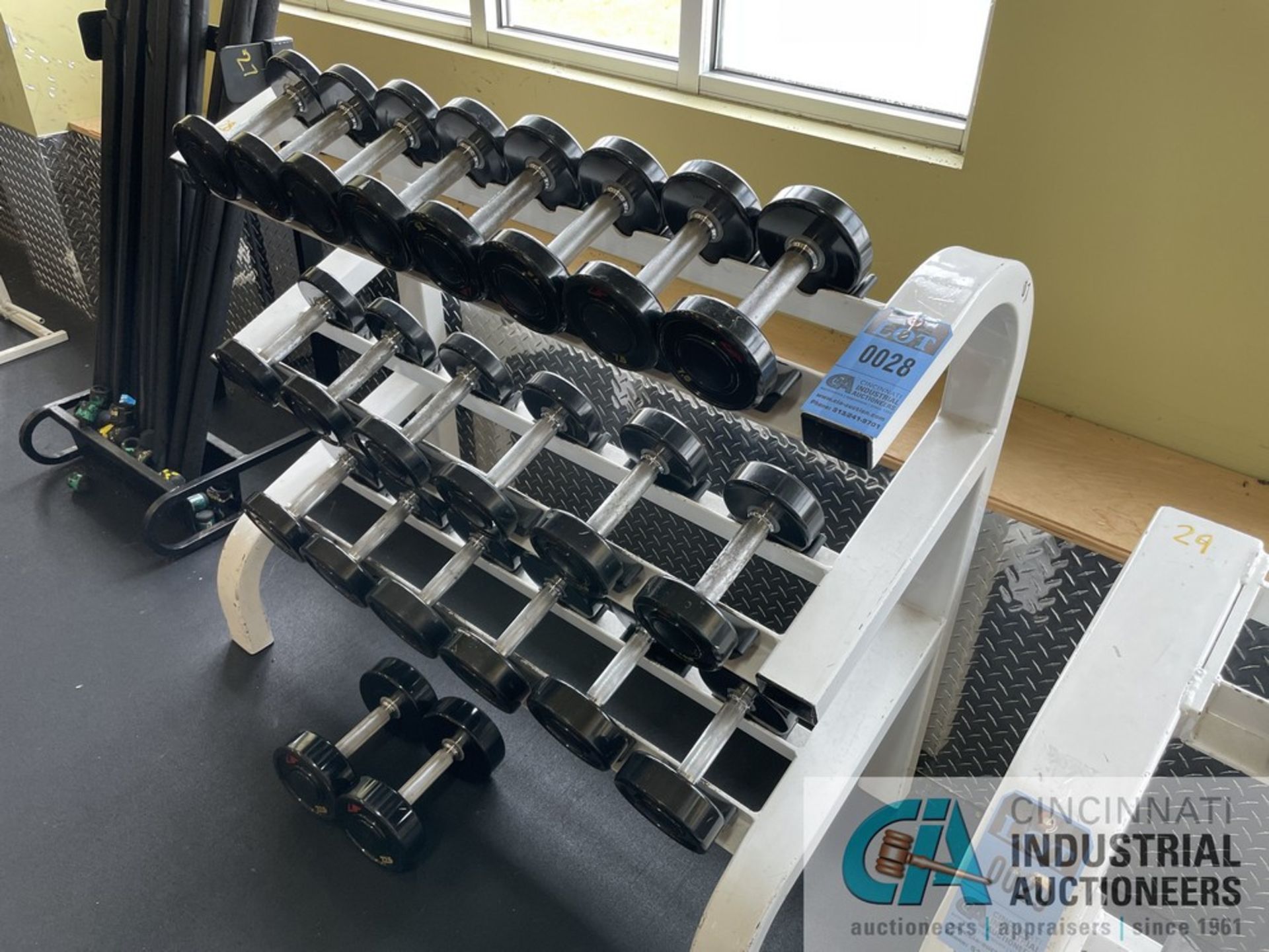 DUMBBELL RACK WITH DUMBBELLS; (4) 5 LB., (4) 7.5 LB., (4) 10 LB., (2) 12.5 LB., (2) 17.5 LB., (2) 20 - Image 3 of 8