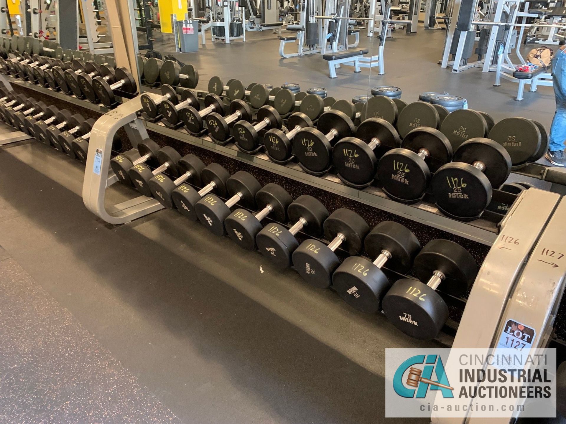 DUMBBELL RACK WITH DUMBBELLS: (2) 5 LB., (2) 10 LB., (2) 15 LB., (2) 20 LB., (2) 25 LB., (2) 55 LB., - Image 2 of 4