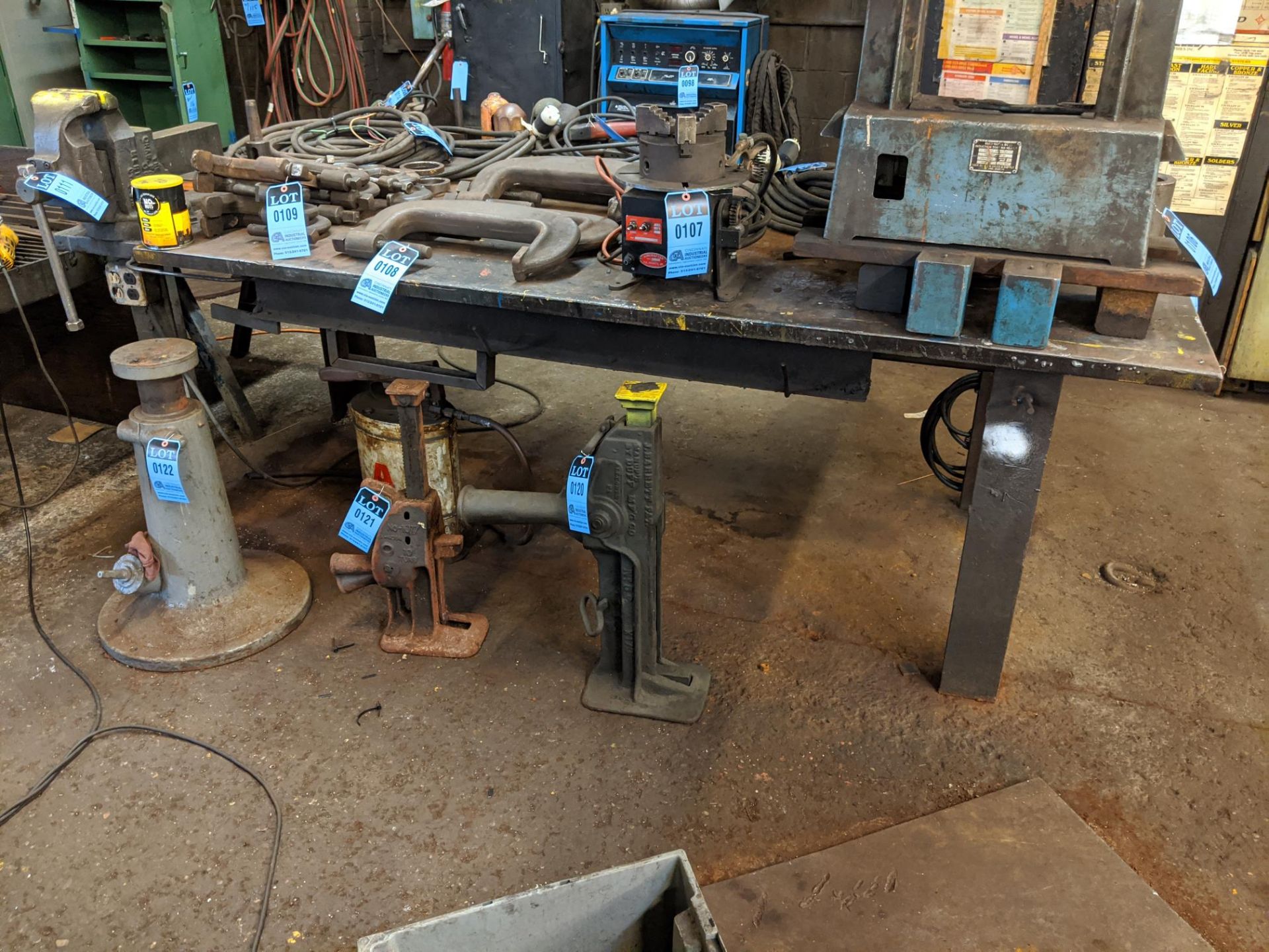 43" X 96" X 1.25" THICK STEEL WELDING TABLE WITH 6" VISE