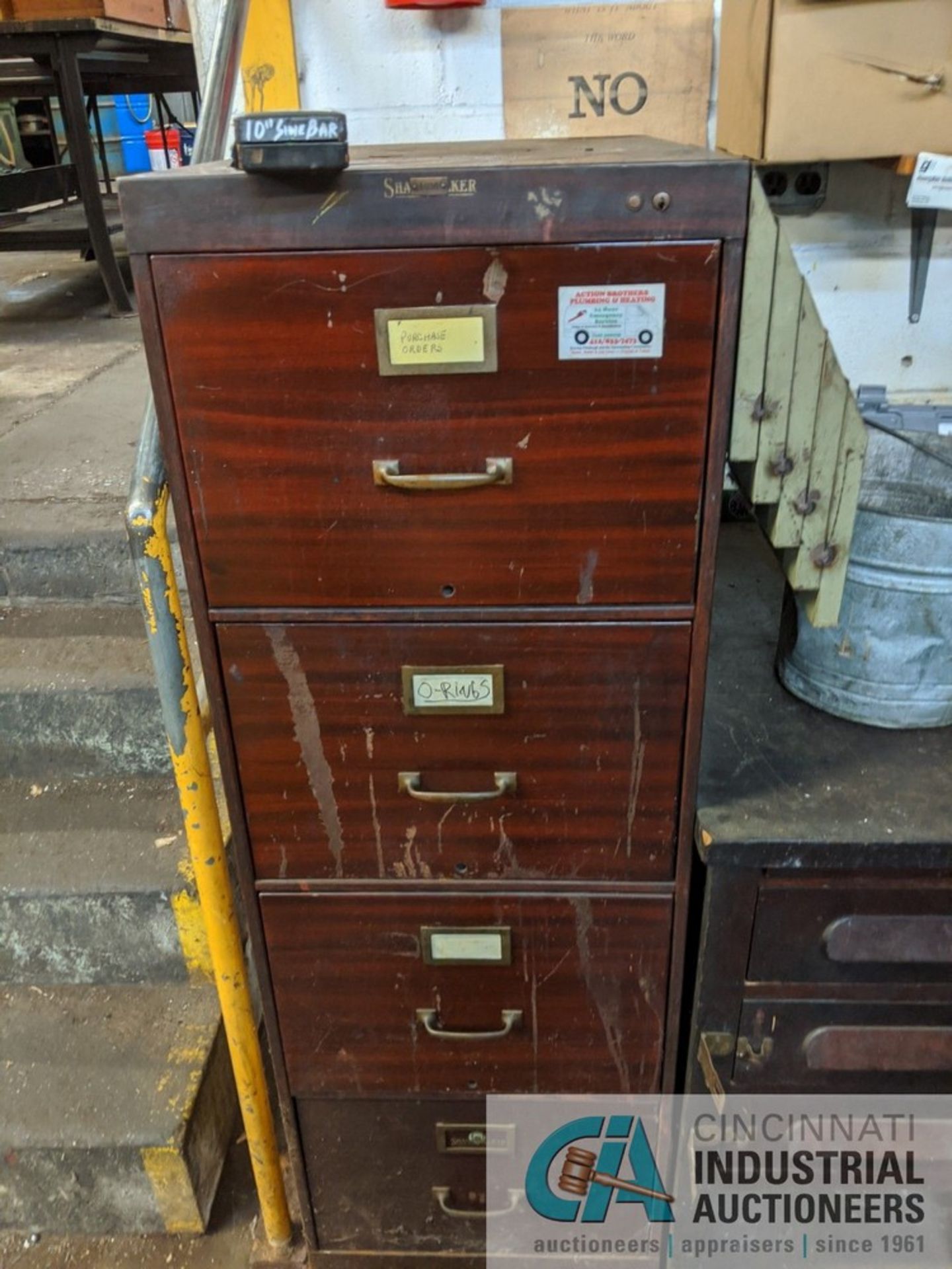 (LOT) ASSORTED HARDWARE ON DESKTOP WITH ANTIQUE WOOD DESK - Image 5 of 6