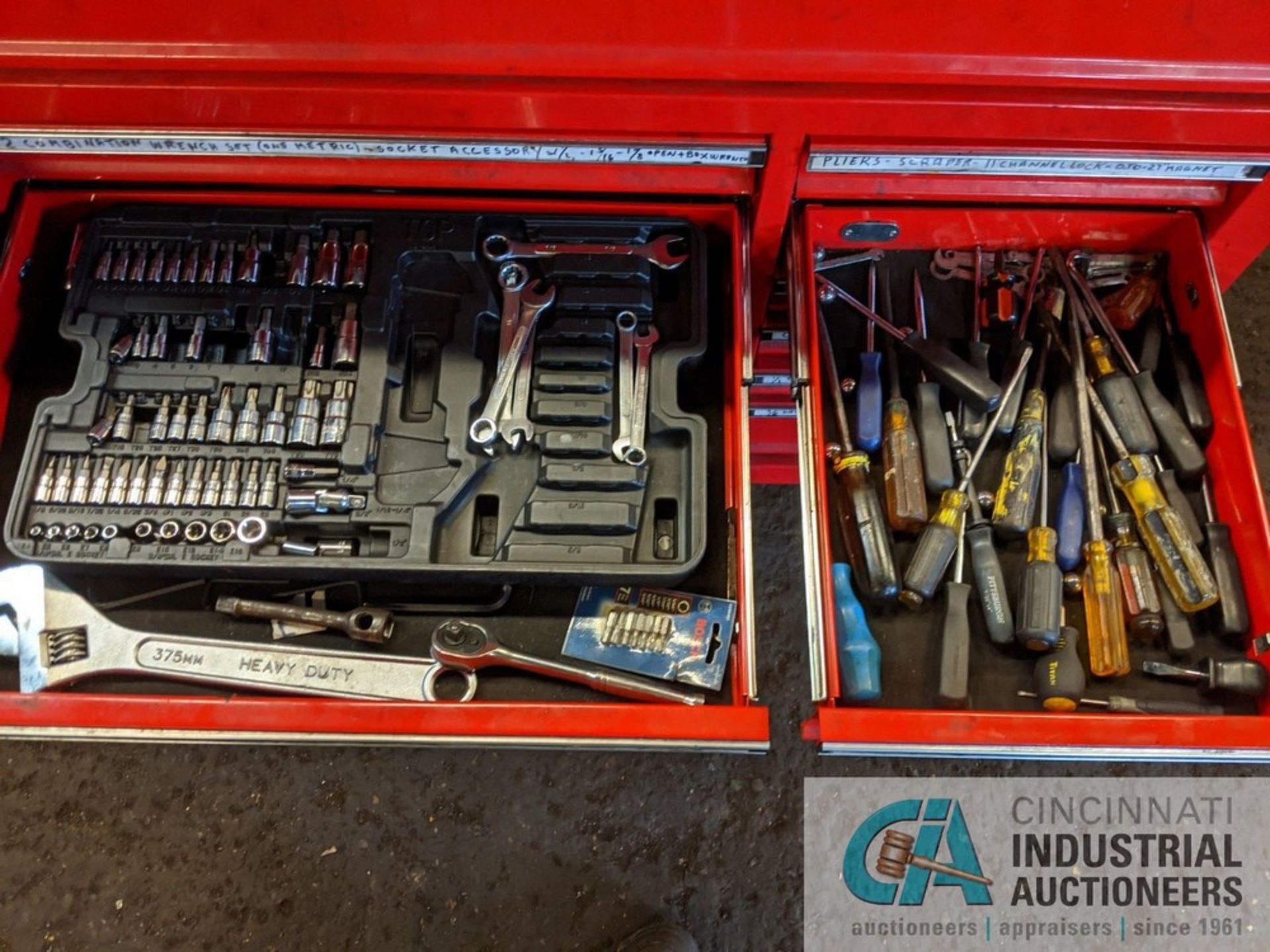13-DRAWER US GENERAL PORTABLE TOOL BOX WITH TOOLS IN EACH DRAWER AND IMPACT SOCKETS ON RATCHETS ON - Image 6 of 10