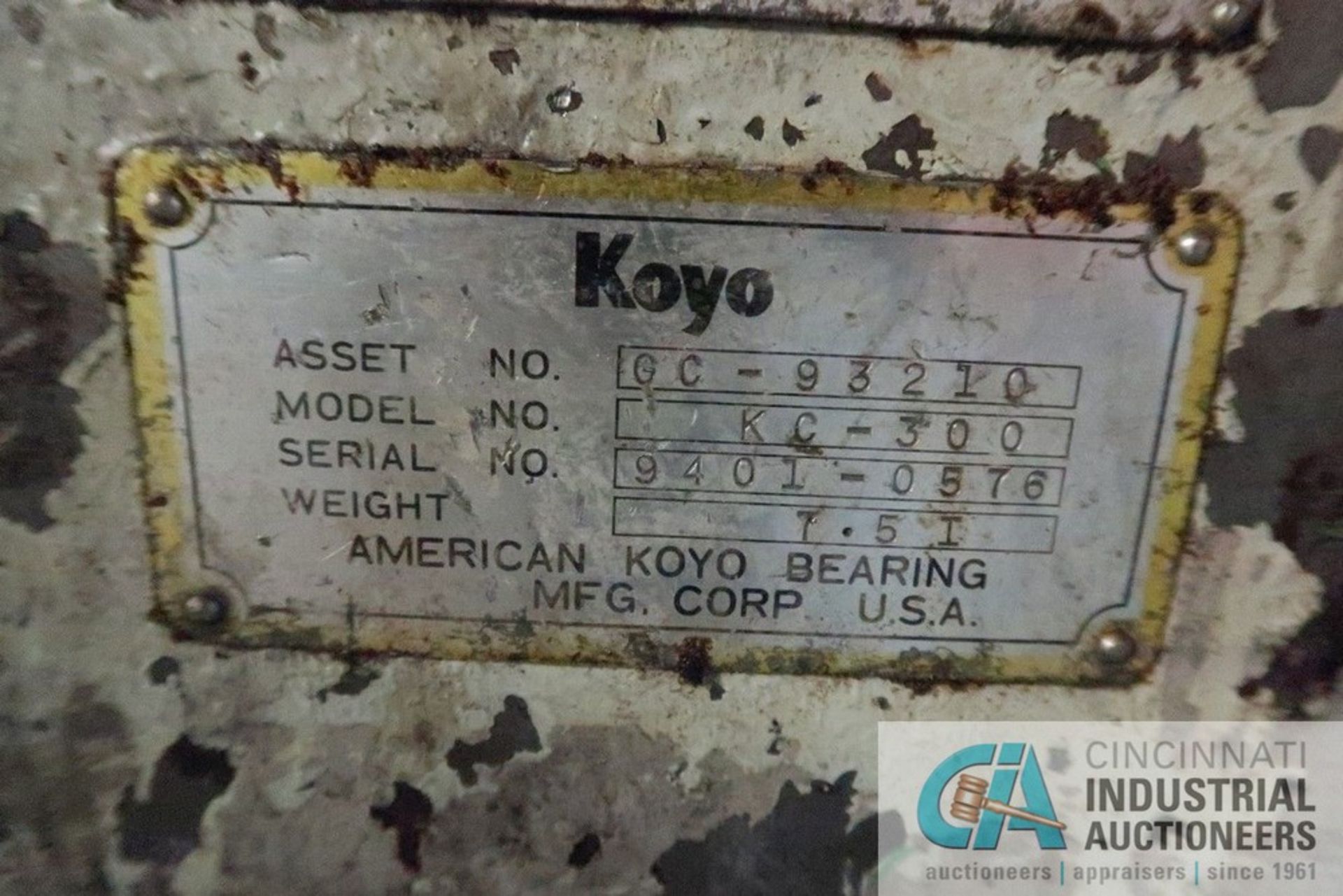 KOYO MODEL KC-300 3CW CENTERLESS GRINDER; S/N 94010576 - Image 7 of 7