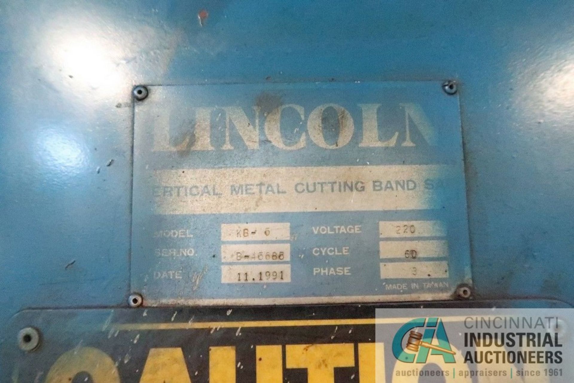 18" LINCOLN MODEL KB-45 VERTICAL BAND SAW - Image 7 of 7