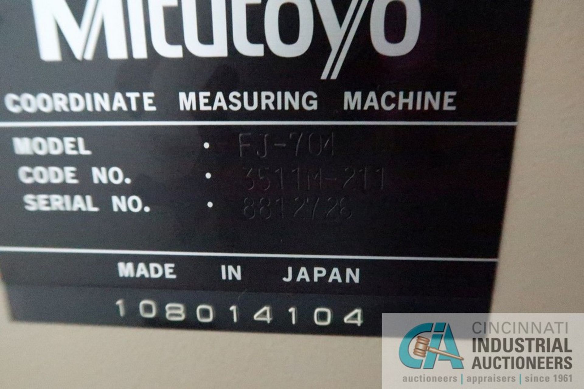 MITUTOYO MODEL FJ704 CMM; S/N 8812720, 33" X 22" X 5" GRANITE TABLE, RENISHAW MIP PROBE HEAD, WITH - Image 9 of 9