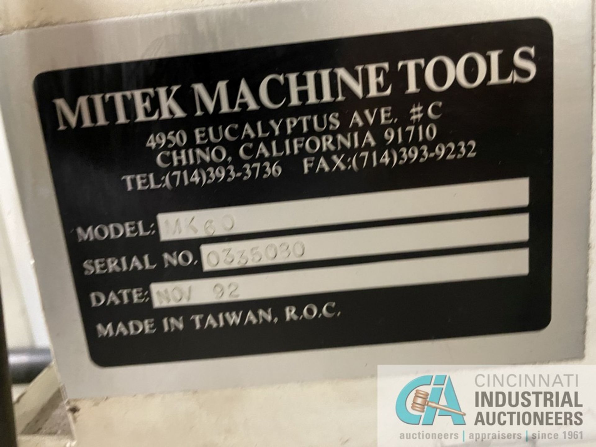 MITEK MODEL MK-60 EDM; S/N 0335030, W/ MODEL P52 CONTROLS, ANILAM DRO, 13" X 25" TABLE W/ 6" X 18" - Image 7 of 8