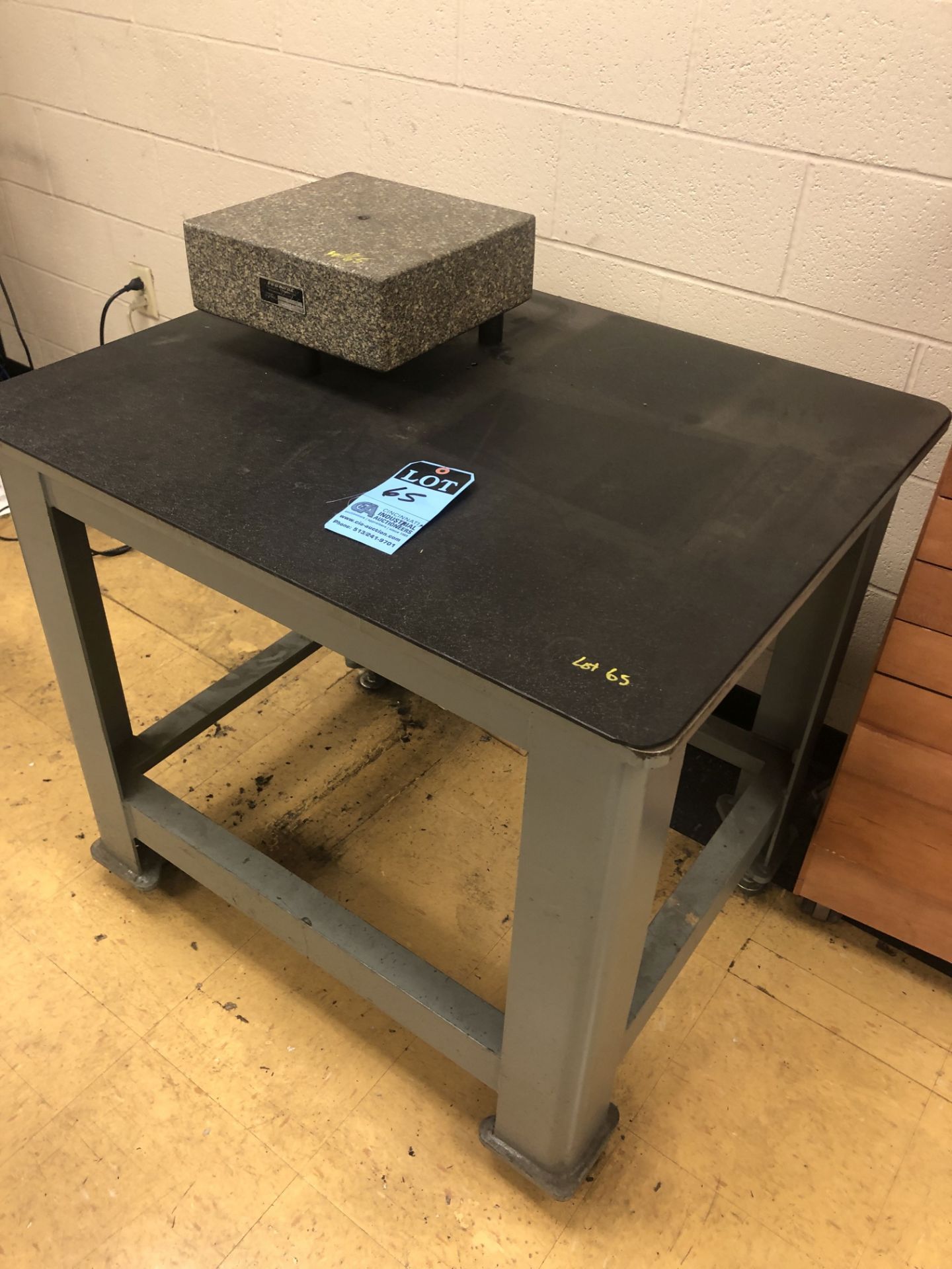 (LOT) 36" X 36" STEEL FRAME H.D. INSPECTION TABLE & 12" X 12" FEDERAL GRANITE SURFACE PLATE