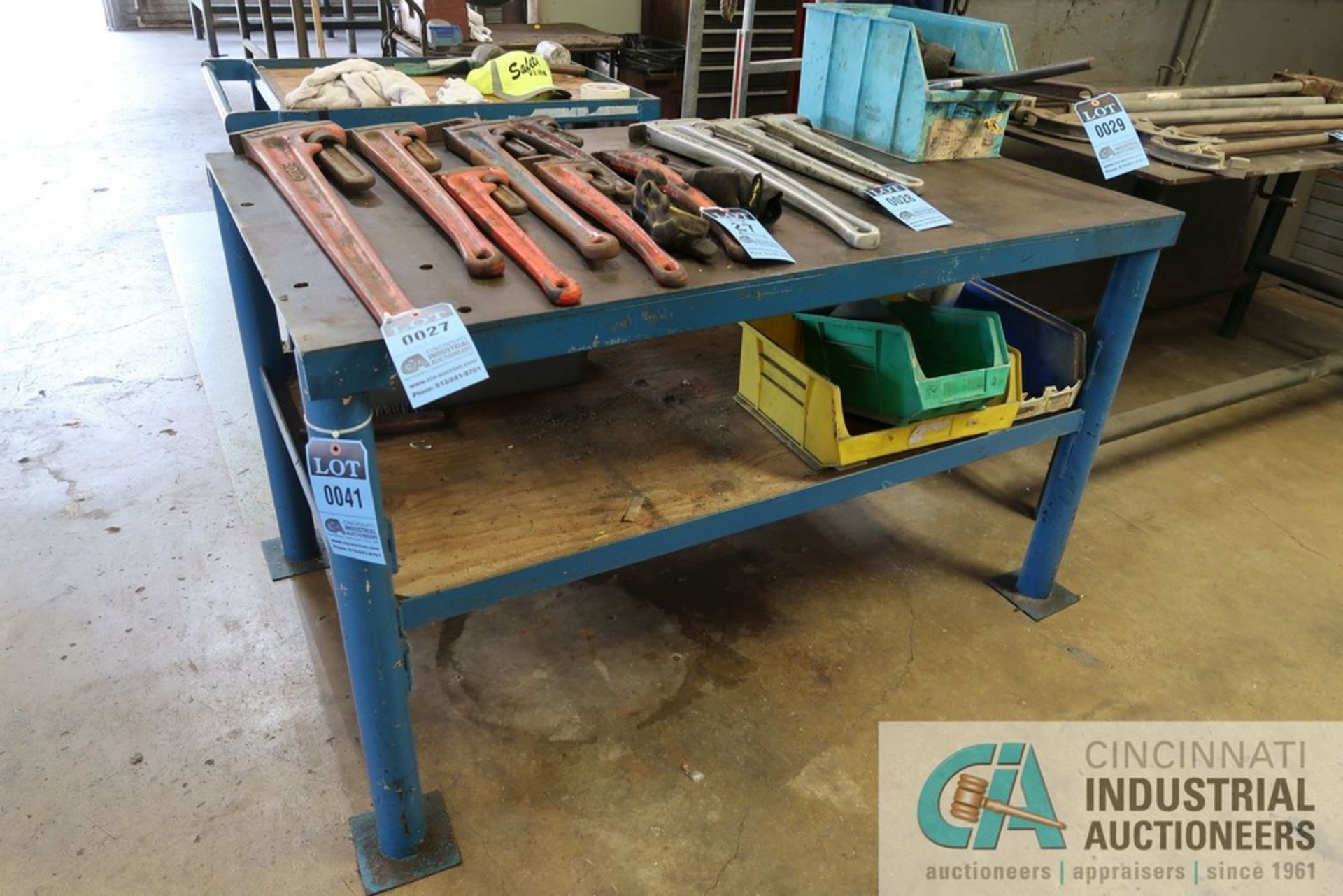 36" X 60" X 35" HIGH X 3/8" THICK STEEL TOP PLATE FOUR POST WELDED STEEL TABLE **DELAYED REMOVAL -