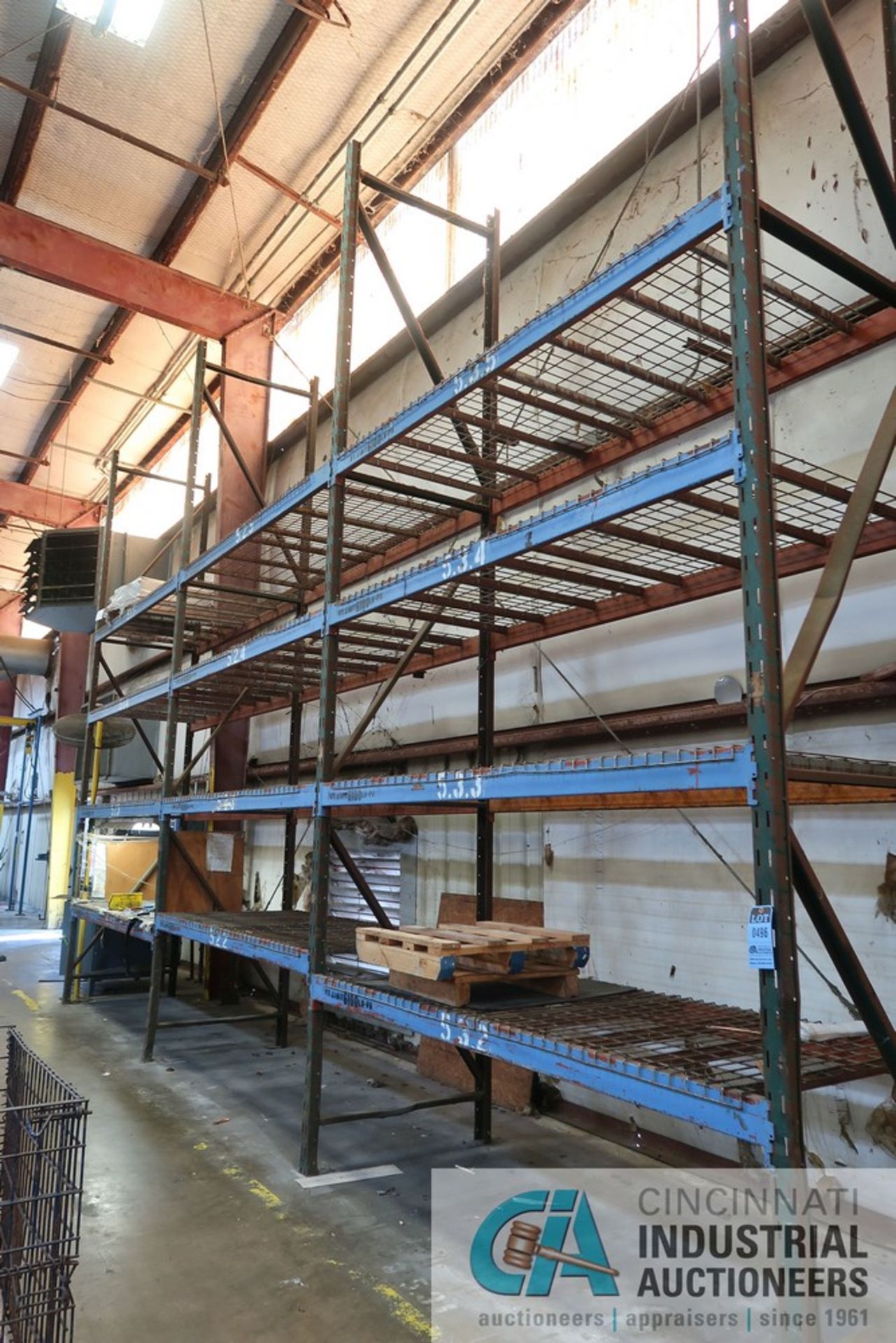 SECTIONS 42" X 100" X 17' HIGH (APPROX.) RIDG-U-RACK ADJUSTABLE BEAM WIRE DECKING PALLET RACK
