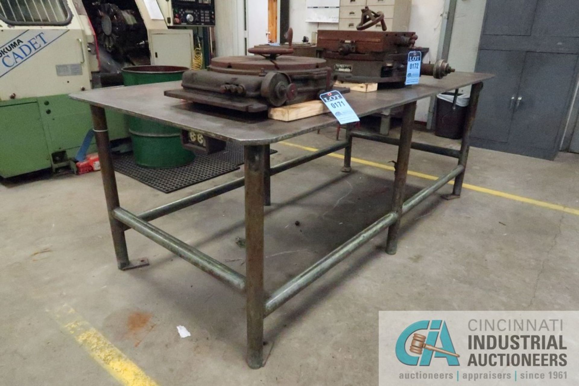 48" X 96" X 37" HIGH X 5/8" THICK STEEL TOP PLATE SIX POST STEEL WELDED TABLE **DELAYED REMOVAL - - Image 2 of 2