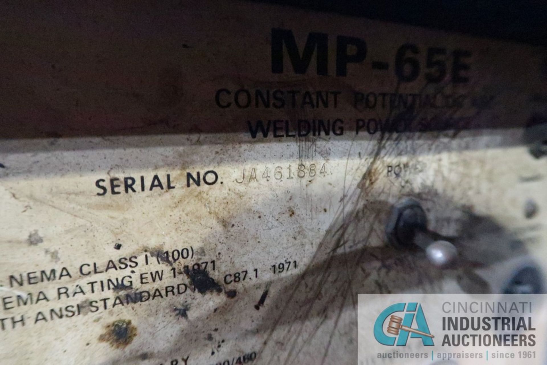 650 AMP MILLER MODEL MP65E CONSTANT POTENTIAL DC ARC WELDING POWER SOURCE S/N JA461884 WITH MILLER - Image 4 of 9