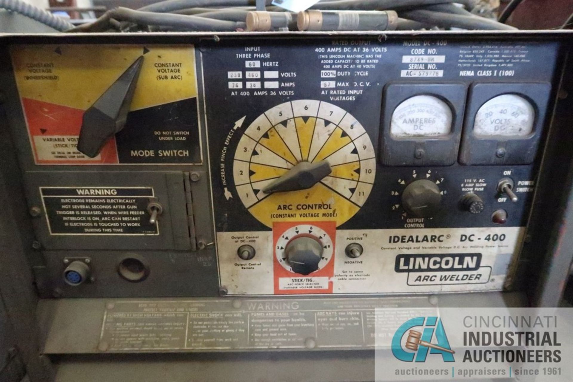 400 AMP LINCOLN ELECTRIC MODEL DC-400 ARC WELDING POWER SOURCE - Image 4 of 6