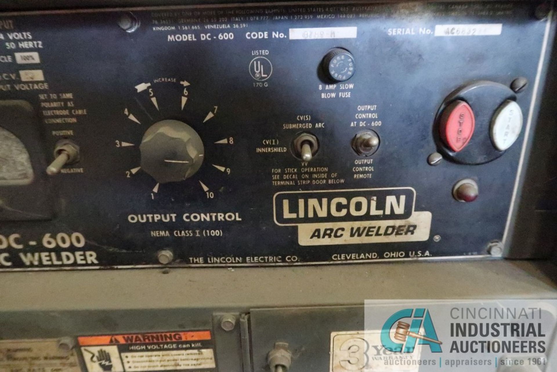 600 AMP LINCOLN ELECTRIC MODEL DC-600 ARC WELDING POWER SOURCE - Image 6 of 7