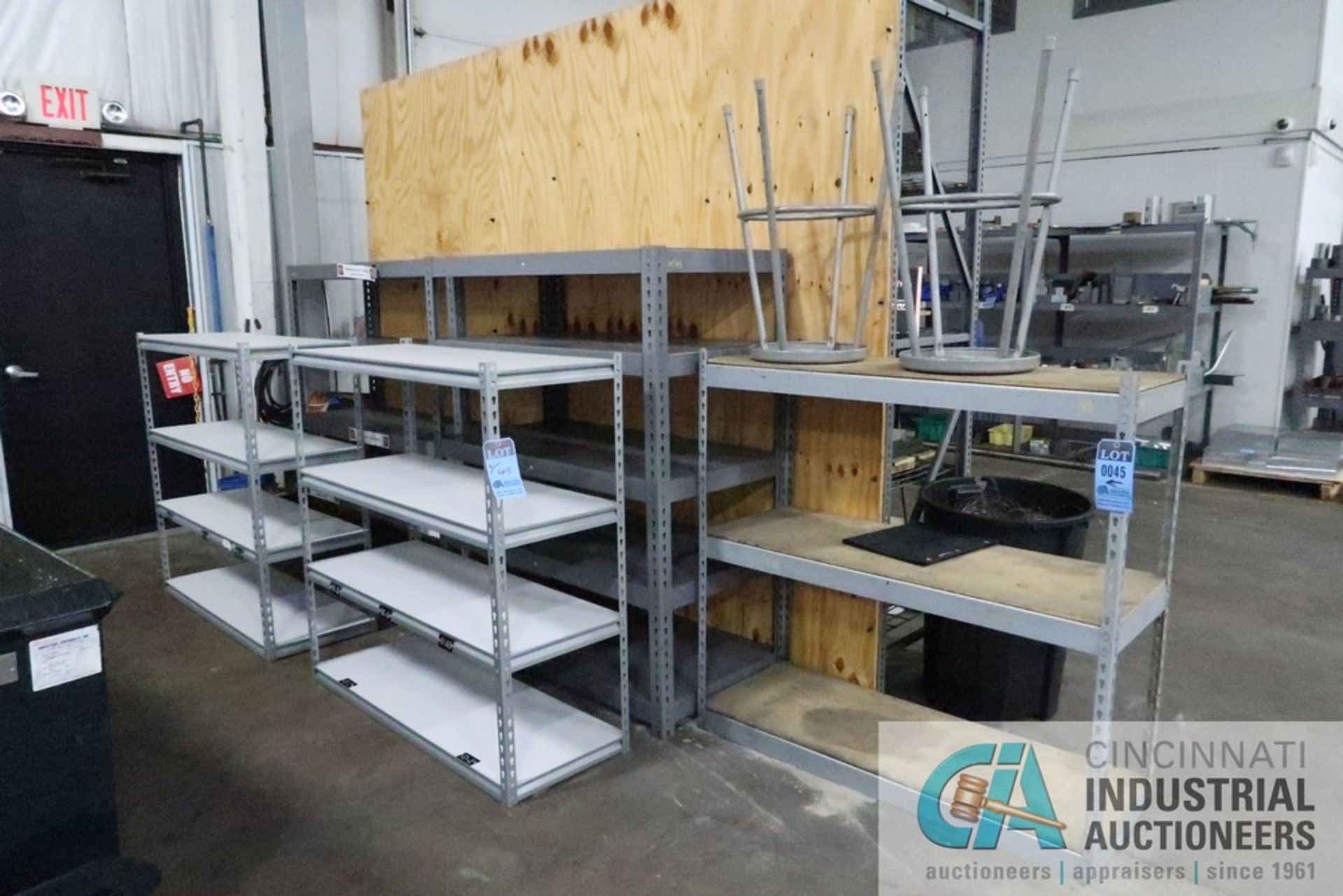 SECTIONS ASSORTED SIZE STEEL SHELVING, 18" X 48", 24" X 48" AND SHOP STOOLS - Image 3 of 3