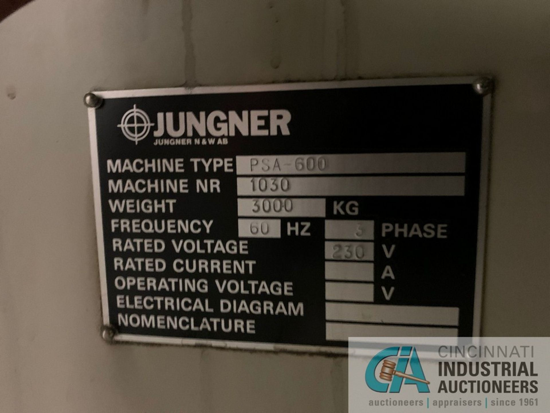 JUNGNER MODEL PSA-600 CNC CUTTER GRINDER; S/N 1030, GENERAL NUMERIC GW15 SERIES CONTROL - Image 8 of 8