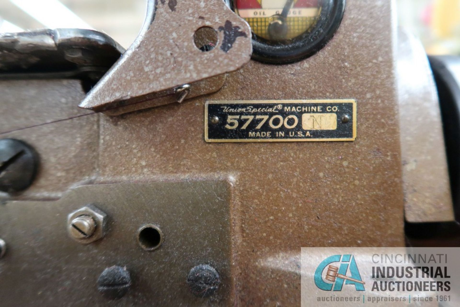 UNION SPECIAL MODEL 57700 STRAPPING (2-NEEDLE) SEWING MACHINE; S/N N/A, DUAL FOOT CONTROL, CS - Image 4 of 5