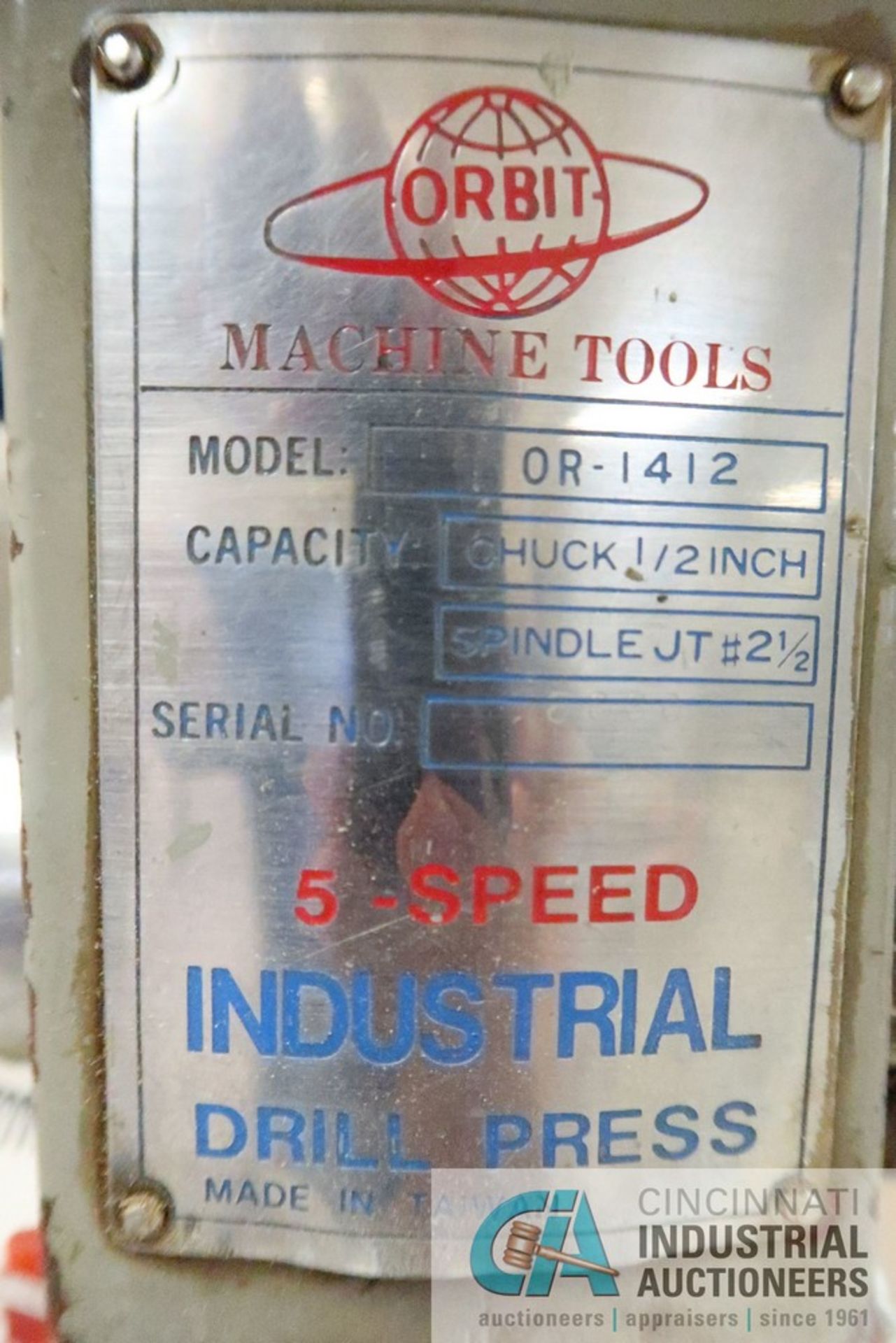 ORBIT MACHINE TOOLS DRILL PRESS, 15" MODEL OR1412, 1/2" CAPACITY, SINGLE SPINDLE - Image 3 of 3