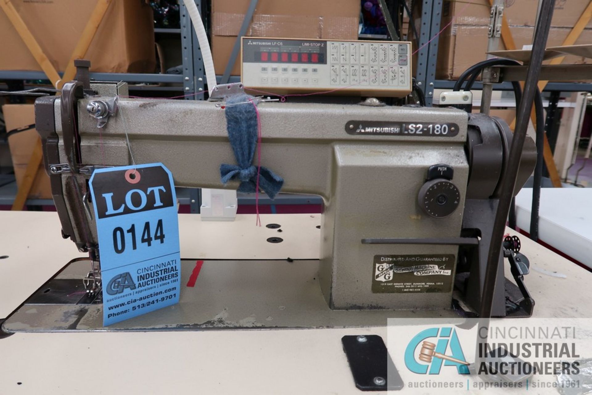 MITSUBISHI MODEL LS2-180 SINGLE NEEDLE SEWING MACHINE; S/N M1TWGY8596, FOOT CONTROL, FL-C6L1M1-STOP, - Image 2 of 6