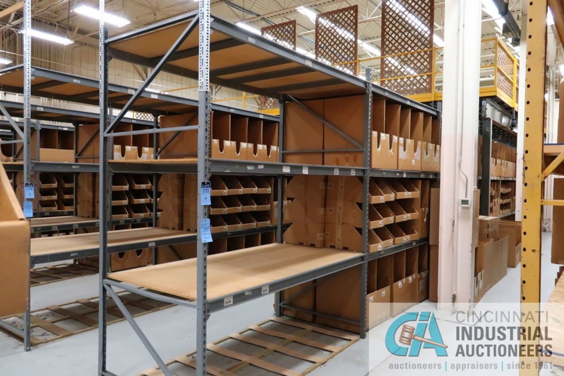 SECTIONS 50" X 96" X 10' STEEL RACKING, (3) SHELVES PER SECTION, (18) BEAMS AND (9) SHEETS OF