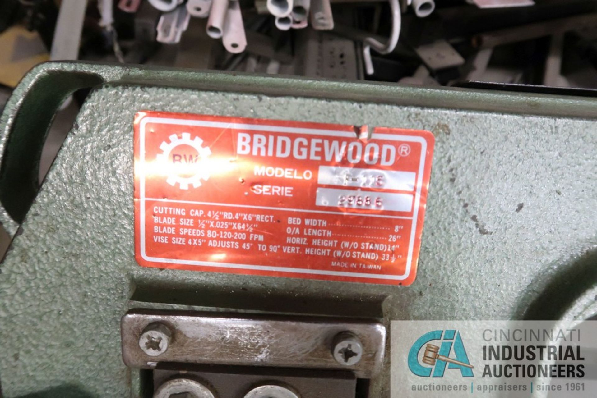 4" X 8" BRIDGEWOOD HORIZONTAL BAND SAW - Image 3 of 3