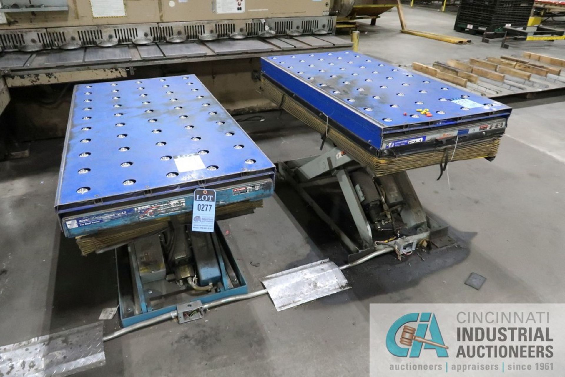 2,000 LB. CAPACITY (APPROX.) ADVANCE PRODUCTION TOOLS ELECTRIC / HYDRAULIC SCISSOR LIFT TABLES,