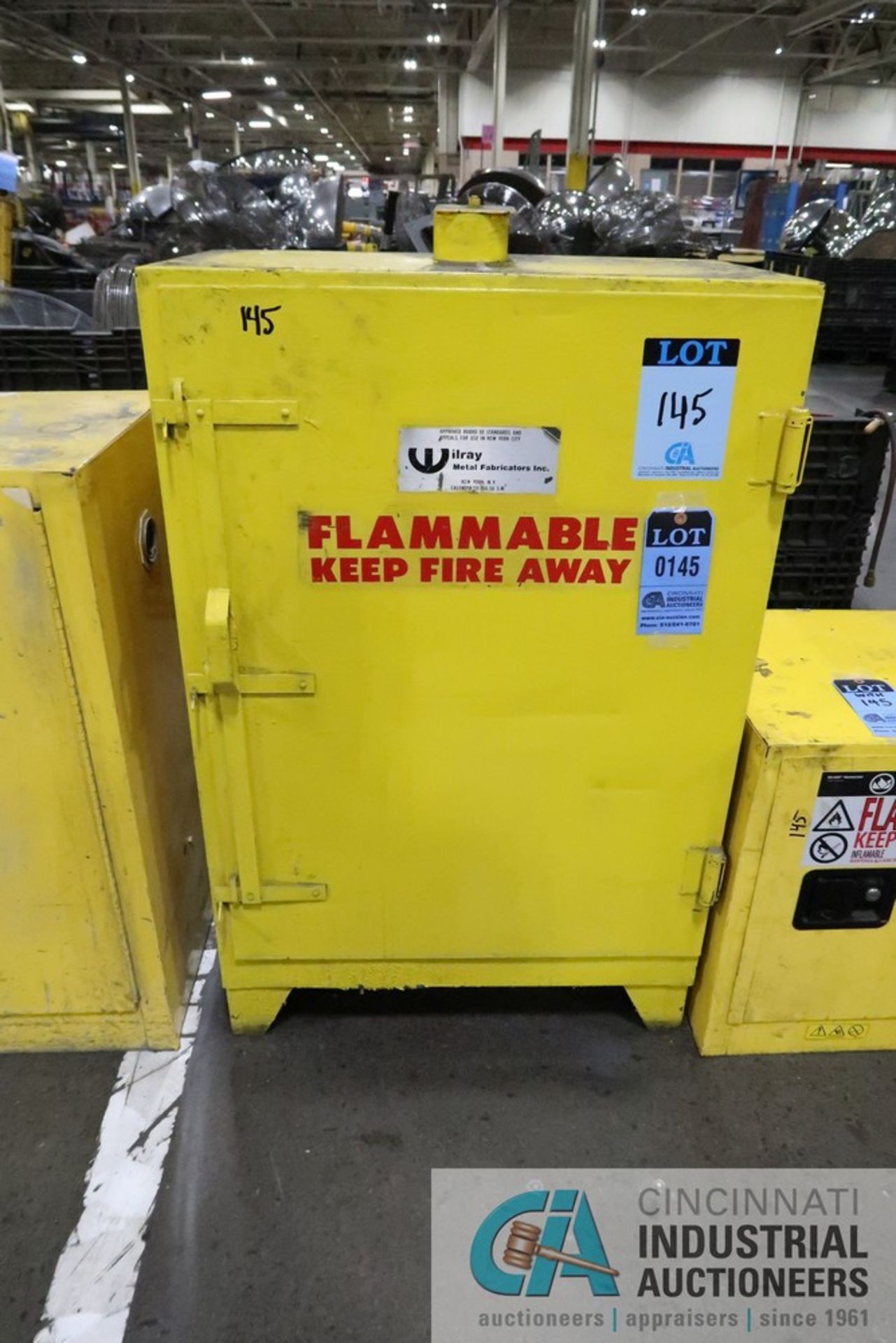 16 GALLON (APPROX.) WIRLEY AND 4 GALLON CAPACITY JUSTRITE FLAMMABLE LIQUID SAFETY STORAGE CABINET