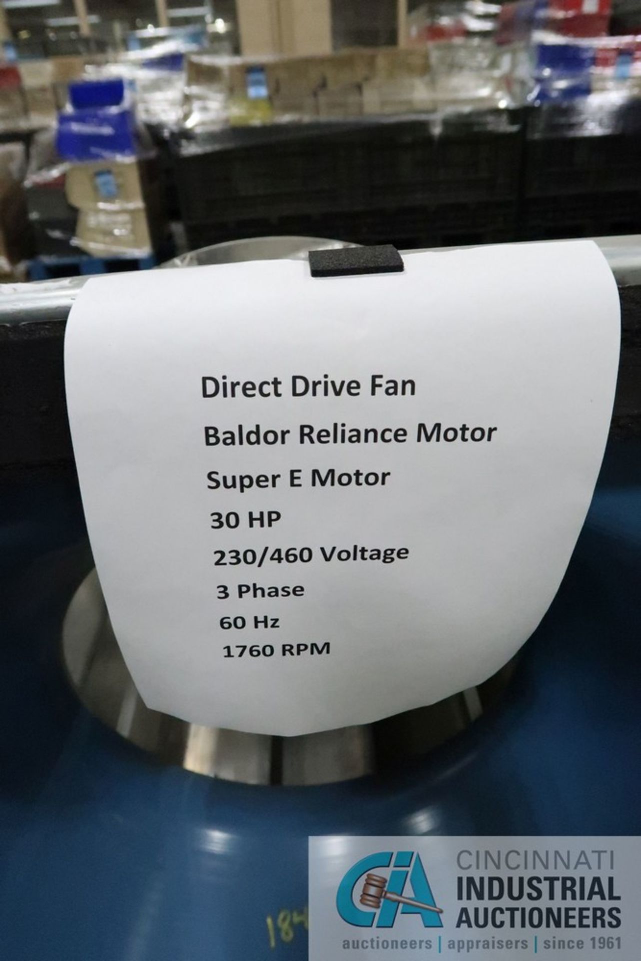 30 HP BALDOR / RELIANCE SUPER E MOTOR DIRECT DRIVE FANS, 230/460 VOLTS, 3 PHASE, 60 HZ - Image 3 of 6
