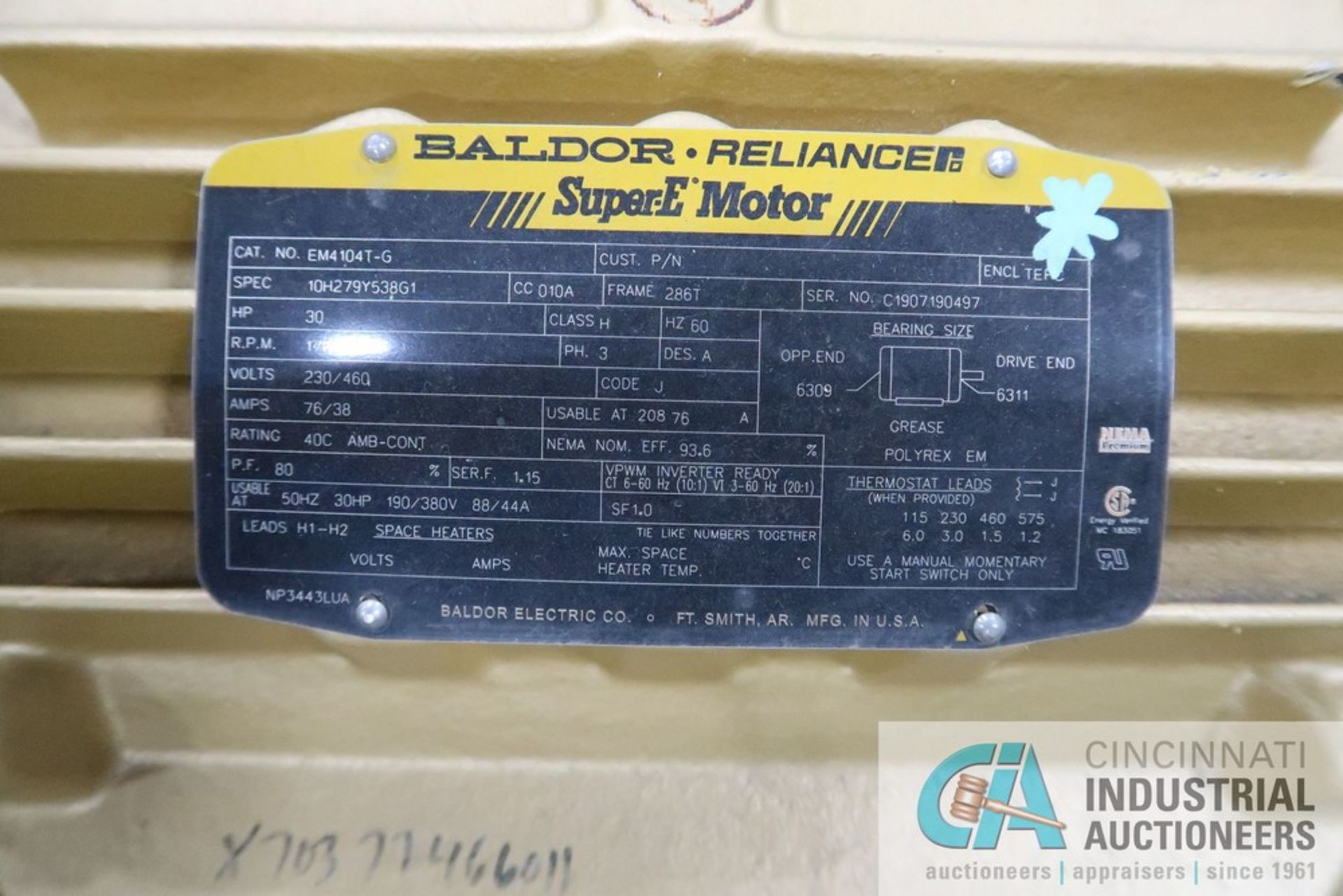 30 HP BALDOR / RELIANCE SUPER E MOTOR DIRECT DRIVE FANS, 230/460 VOLTS, 3 PHASE, 60 HZ - Image 5 of 6