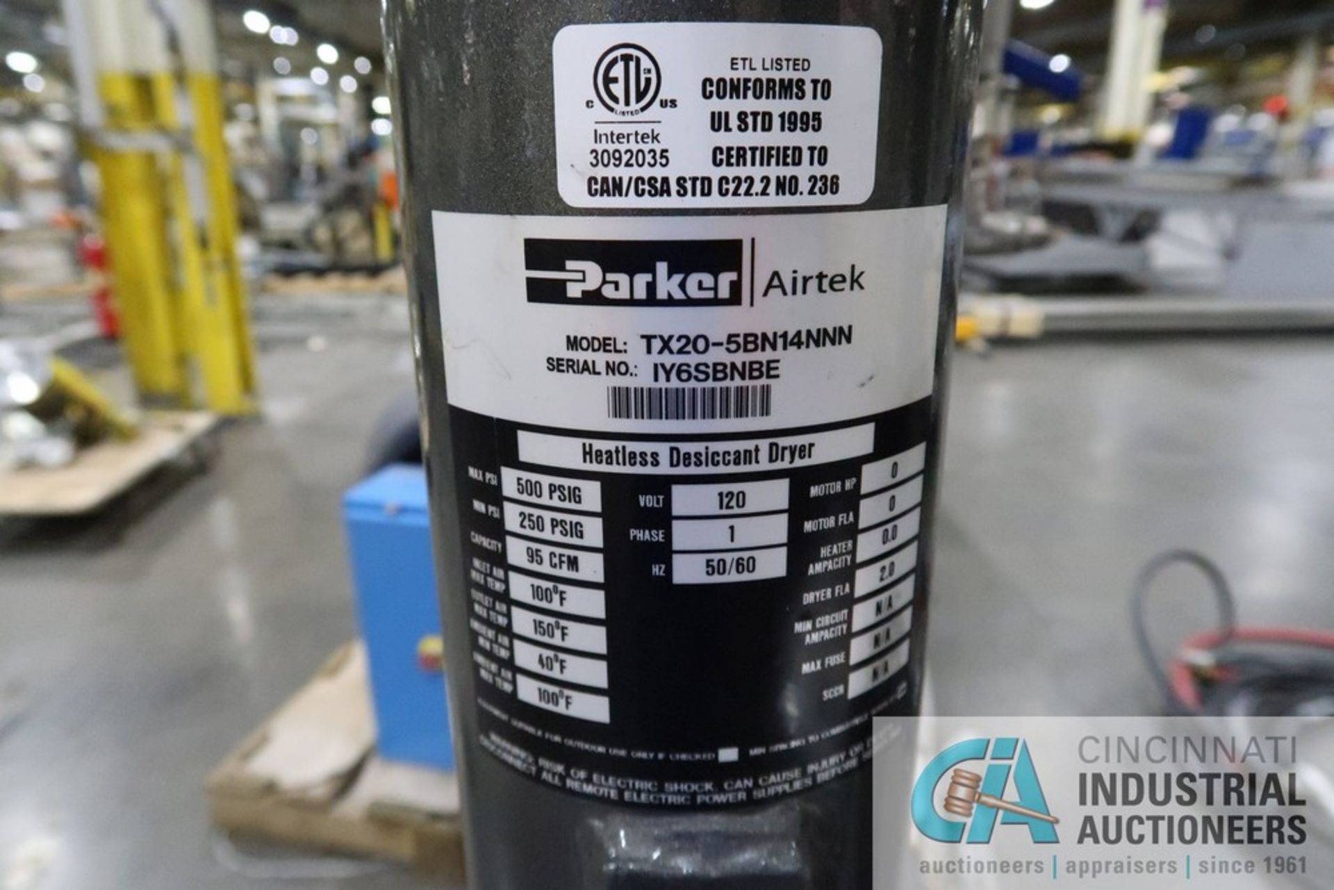 PARKER MODEL TX20-5BN14NNN HEATLESS DESICCANT DRYER - Image 3 of 3