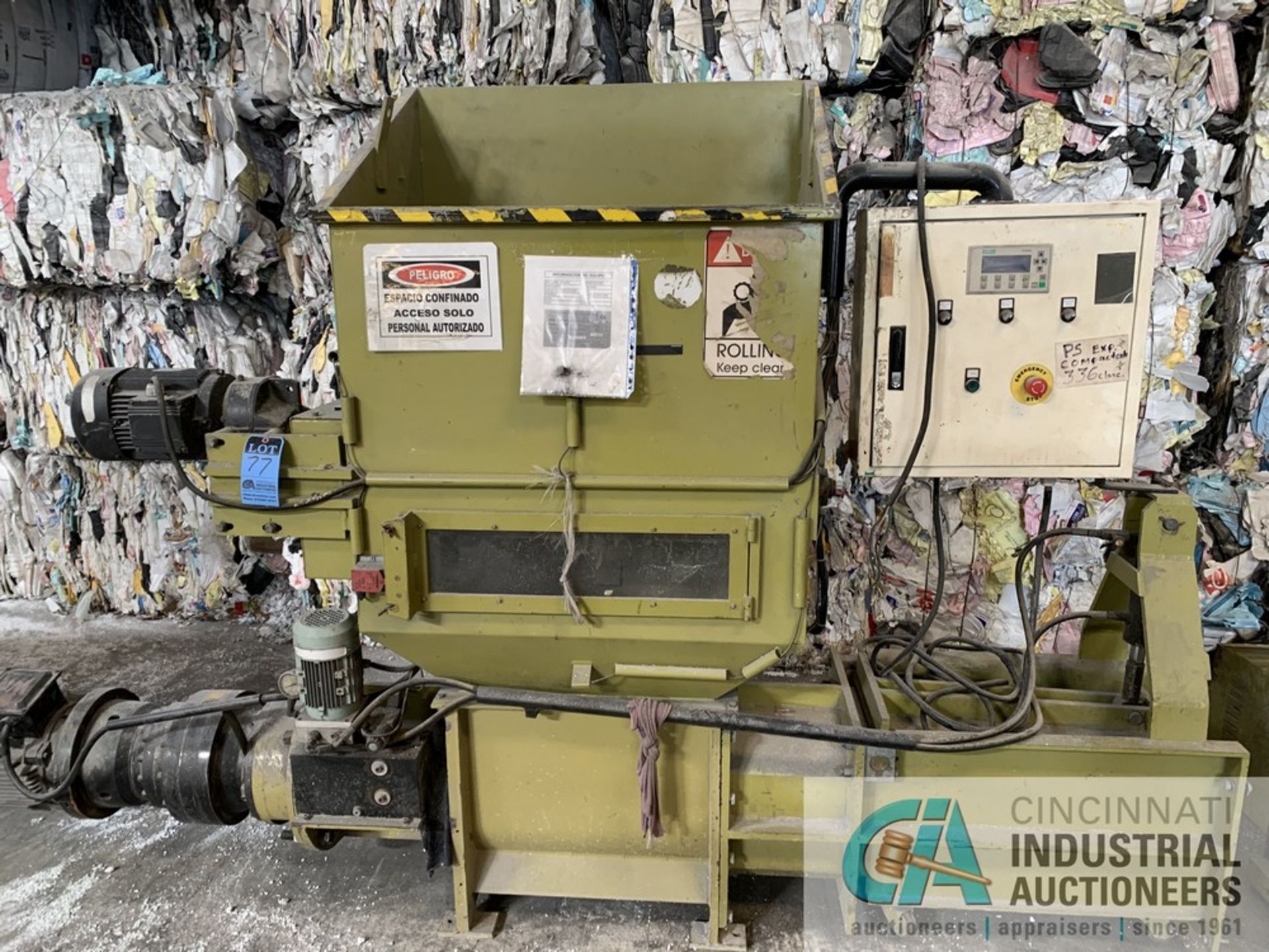 GREENMAX MODEL EPSC200 SHREDDER/COLD PRESS DENSIFIER; S/N 110407, 15KW COLD PRESS MOTOR, 28" X 39" - Image 4 of 16