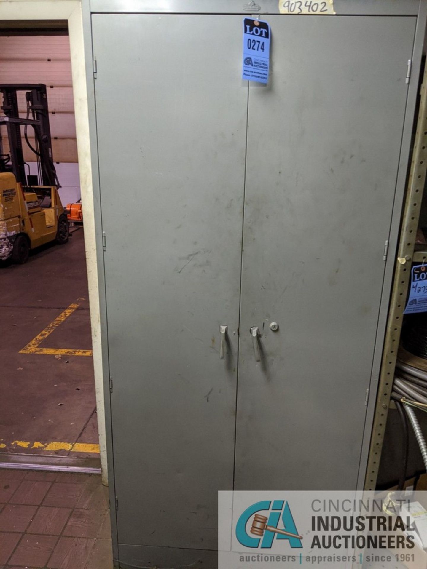 (LOT) TWO-DOOR CABINET W/ PUMP PACKING MATERIAL