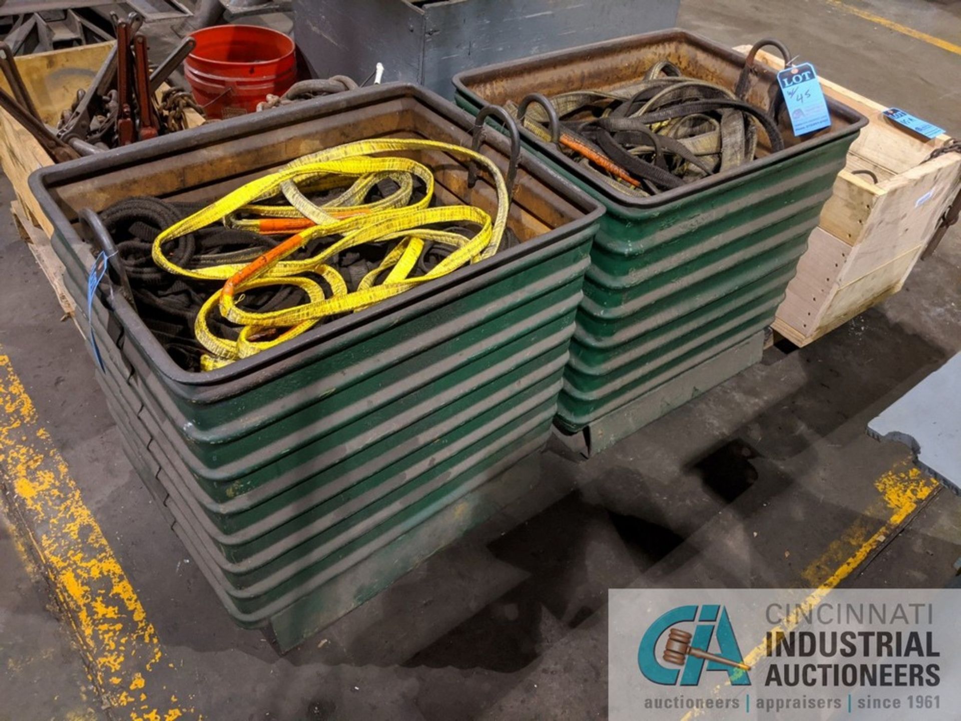 STEEL CORRUGATED TUBS W/ VARIOUS SIZE NYLON SLINGS - Image 2 of 4