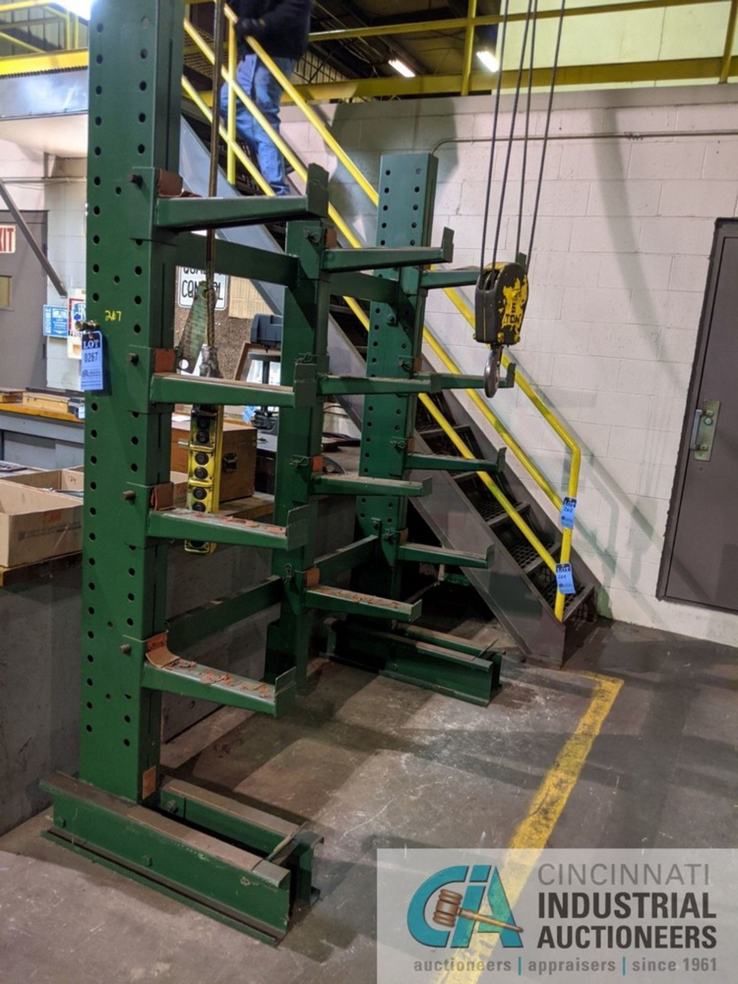 SECTION 18" ARM SINGLE SIDED CANTILEVER RACK; (3) UPRIGHTS & (4) ARMS PER UPRIGHT