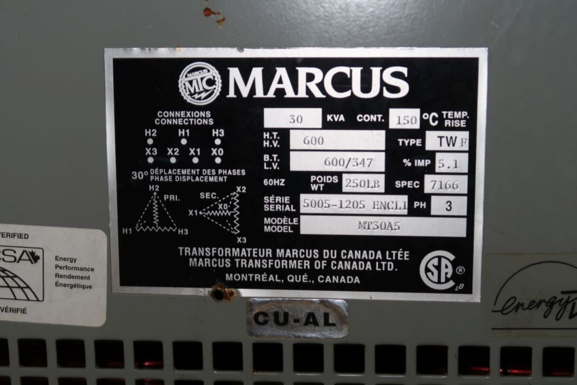 MARCUS 30 KVA TRANSFORMER - Image 2 of 2