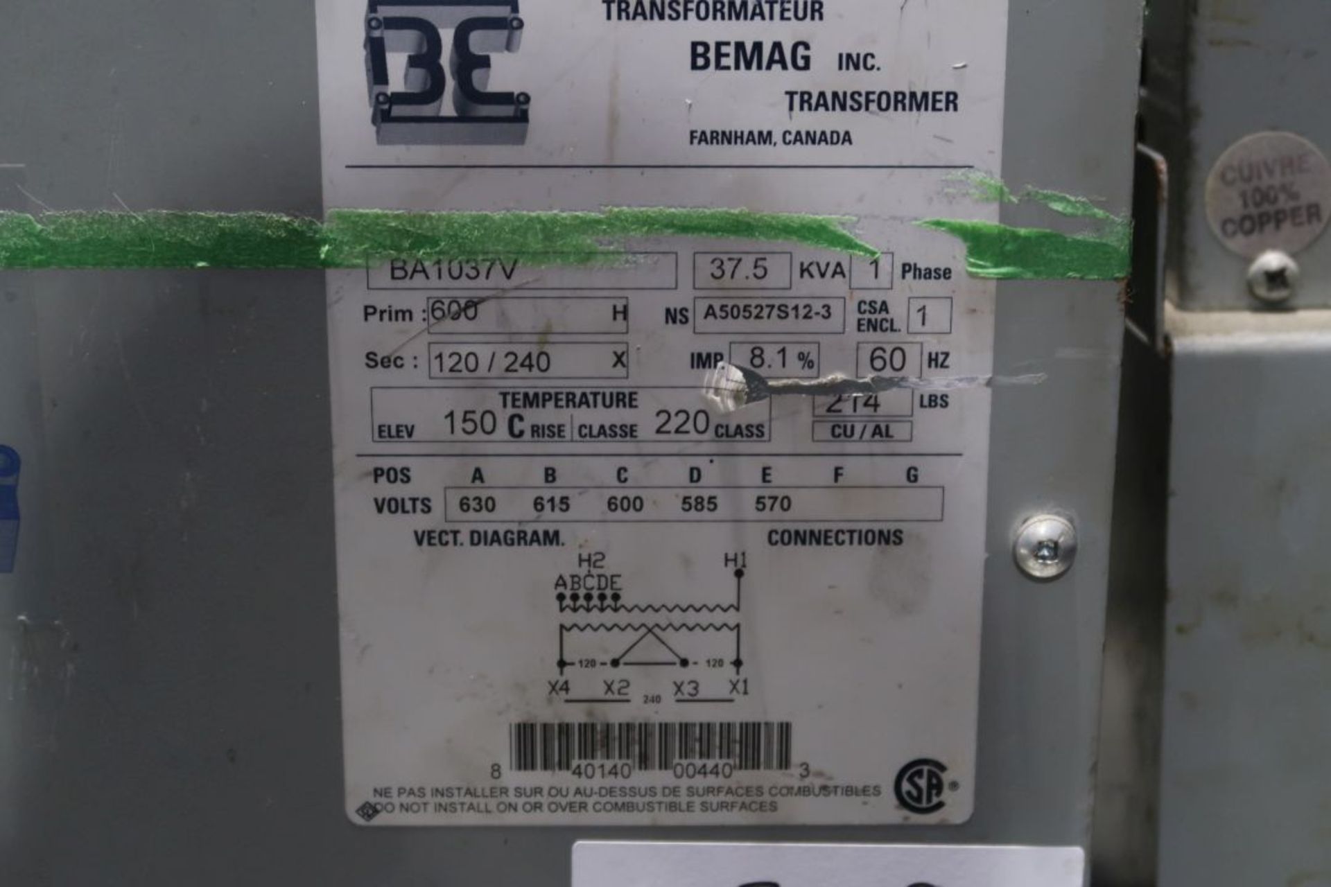 BEMAG 37,5 KVA TRANSFORMER - Image 2 of 2