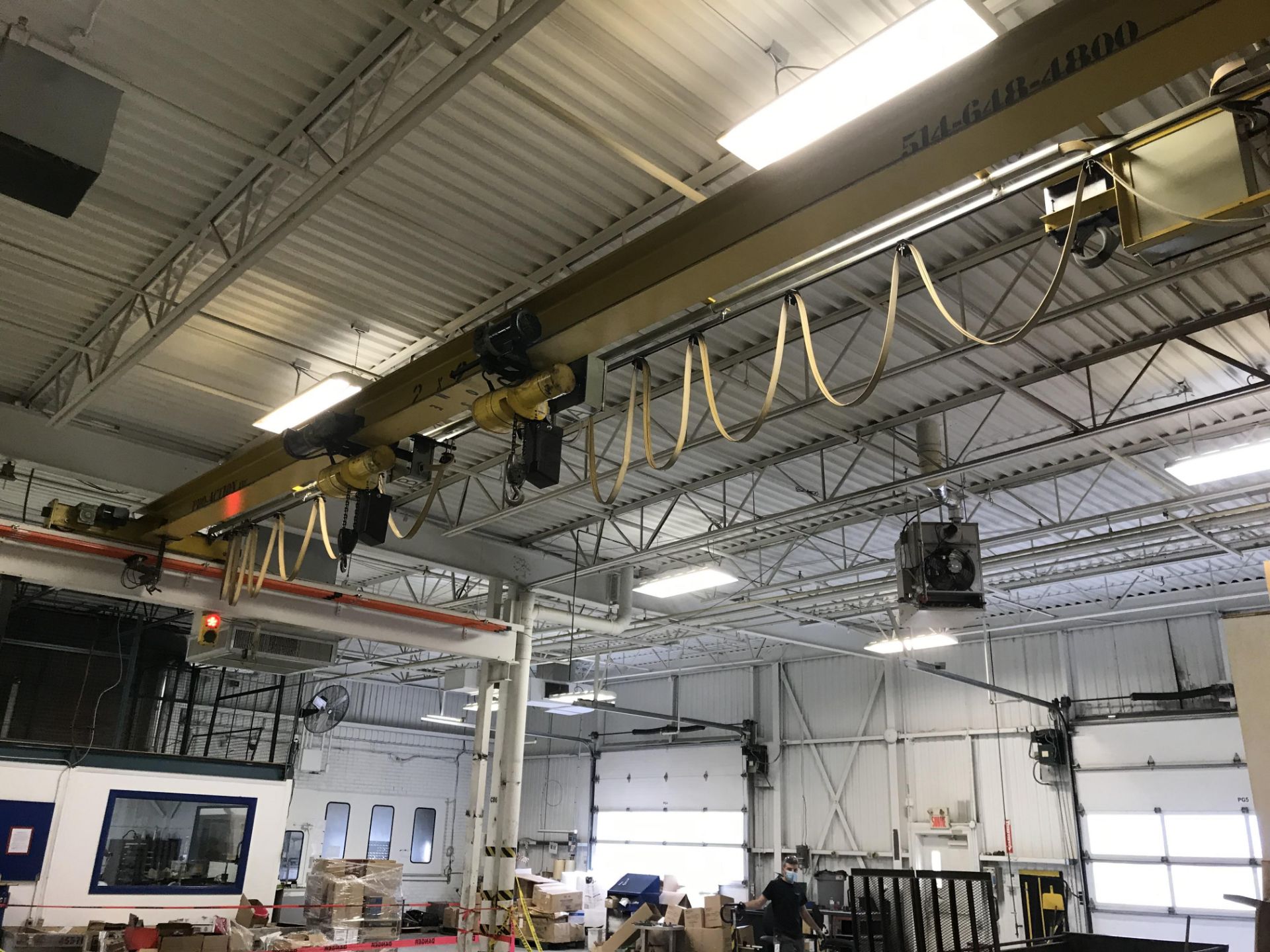OVERHEAD CRANE 32’SPAN WITH 50’ SELF SUPPORTING STRUCTURE W/ (2) 2 TON ELECTRIC HOIST