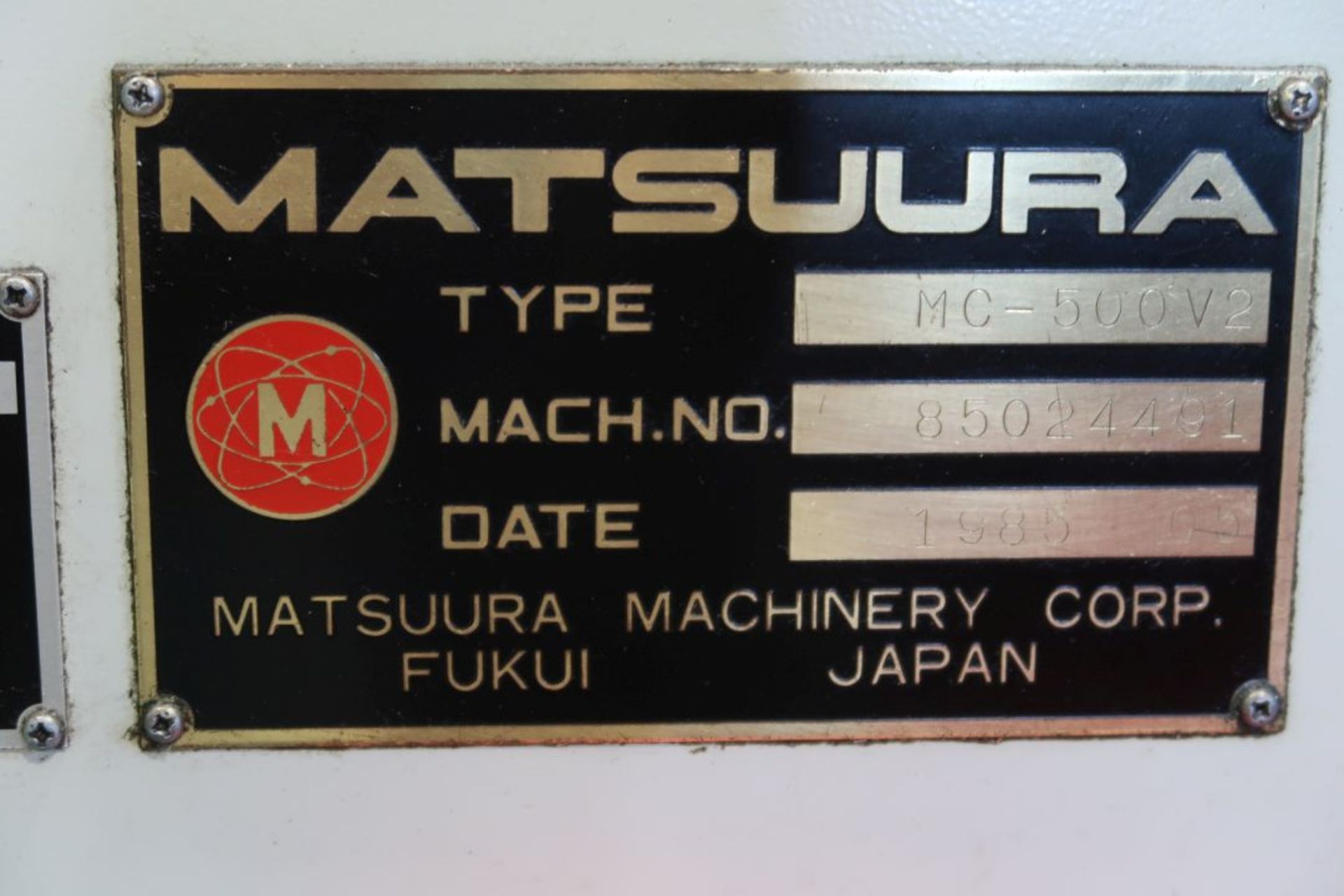 MATSUURA MOD: MC-500V2 (1985) VERTICAL MACHINIG CENTER, 15''X 34'' TABLE, ATC 20 POSITIONS, MATSUURA - Image 9 of 9