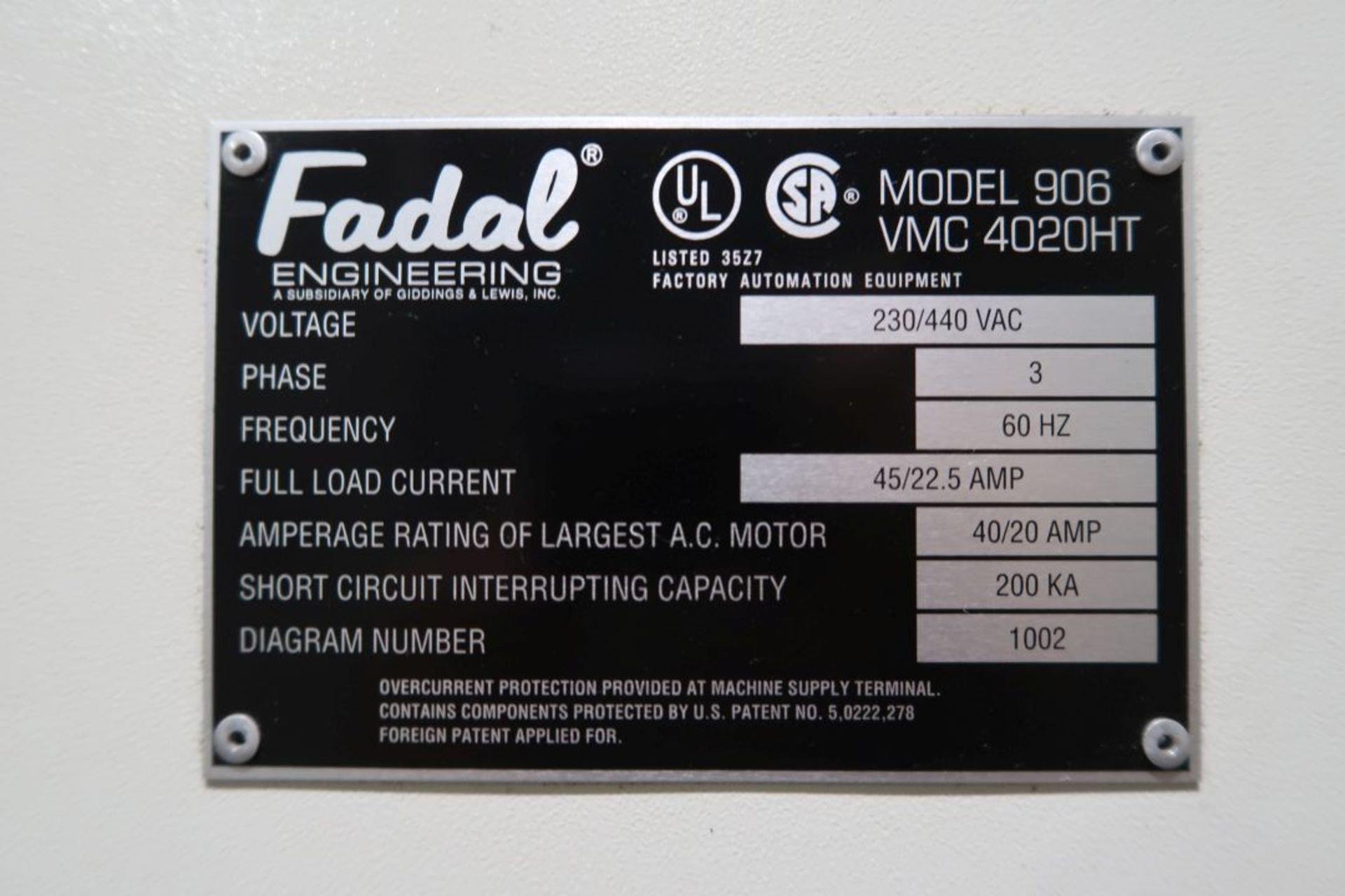 FADAL VMC-4020HT VERTICAL MACHINING CENTER (2000) MOD 906-1S, SN: 01200030384, FADAL MULTI PROCESSOR - Image 7 of 11