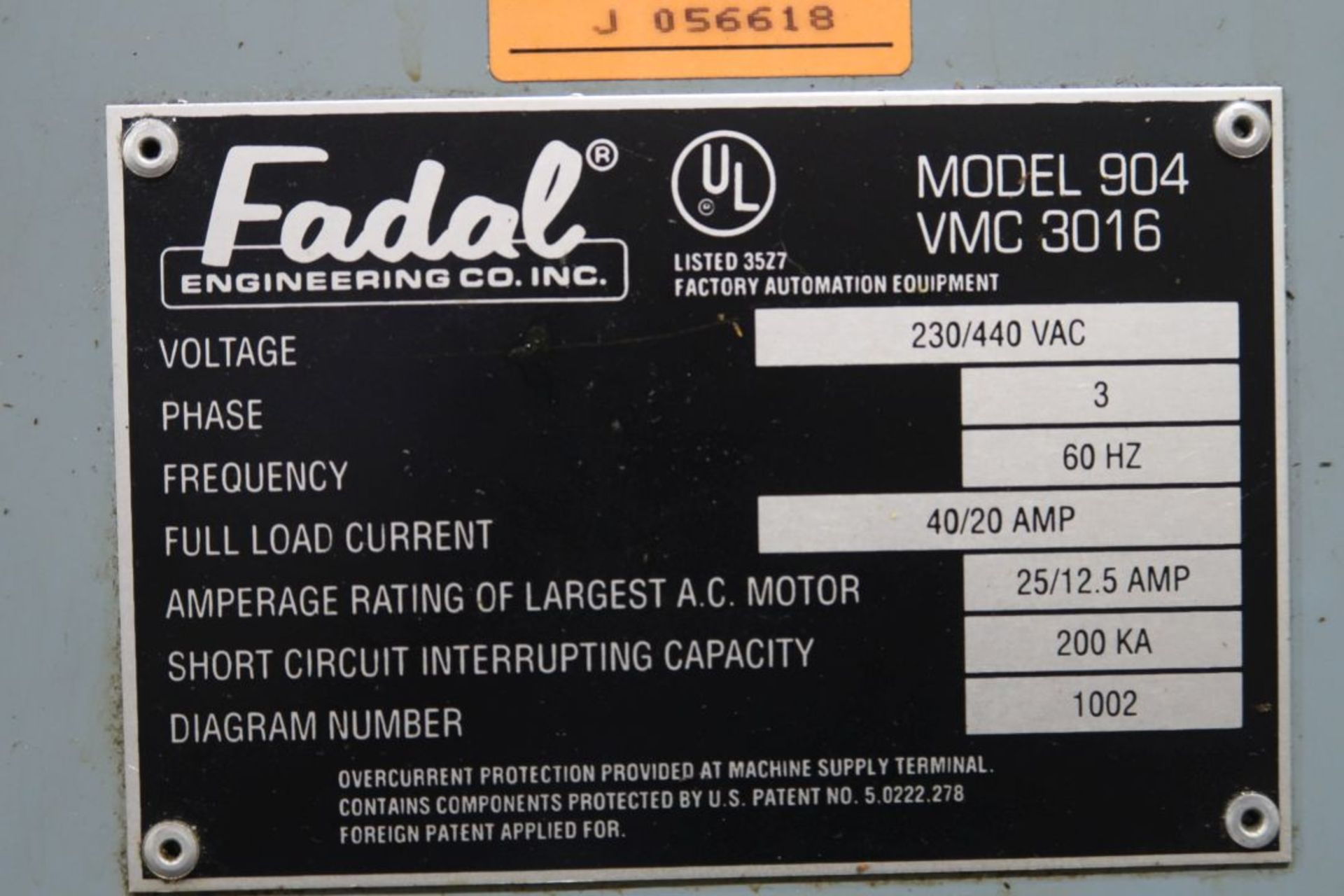 FADAL VMC-3016, 4 AXIS VERTICAL MACHINING CENTER (1994) MOD 904-1, DC SERVO, SN: 9412566, FADAL - Image 8 of 9