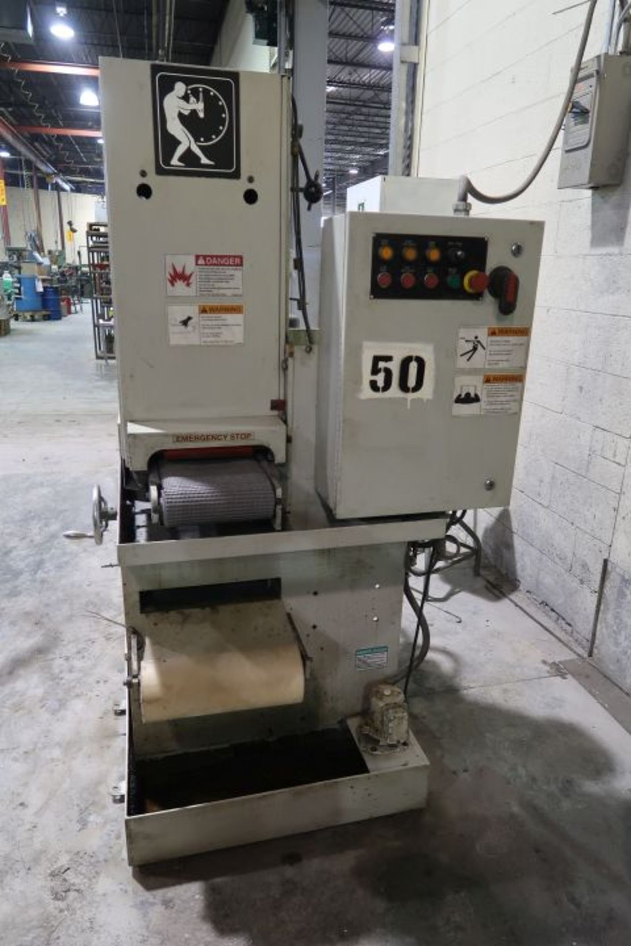 TIMESAVER 9'' WET BELT SANDER MOD: 960-1MW, PAPER FILTER CLNT SYSTEM, AIR KNIFE DRYER, 220/440 VOLTS