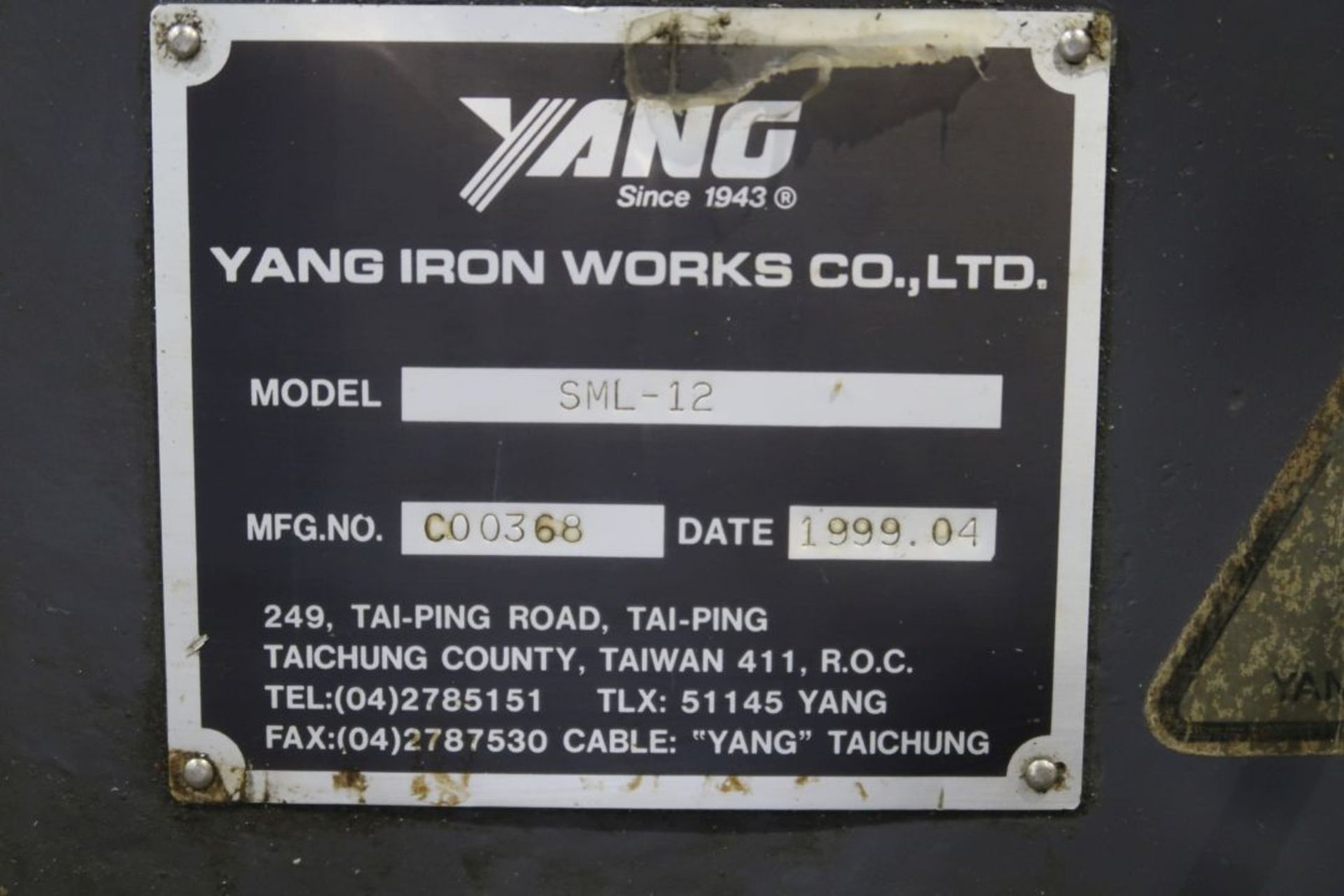 YANG CNC TURNING CENTER (1999) MOD SML-12, SN: C00368, 1 5/8'' COLLET CHUCK, FANUC SERIES O-TD - Image 6 of 6