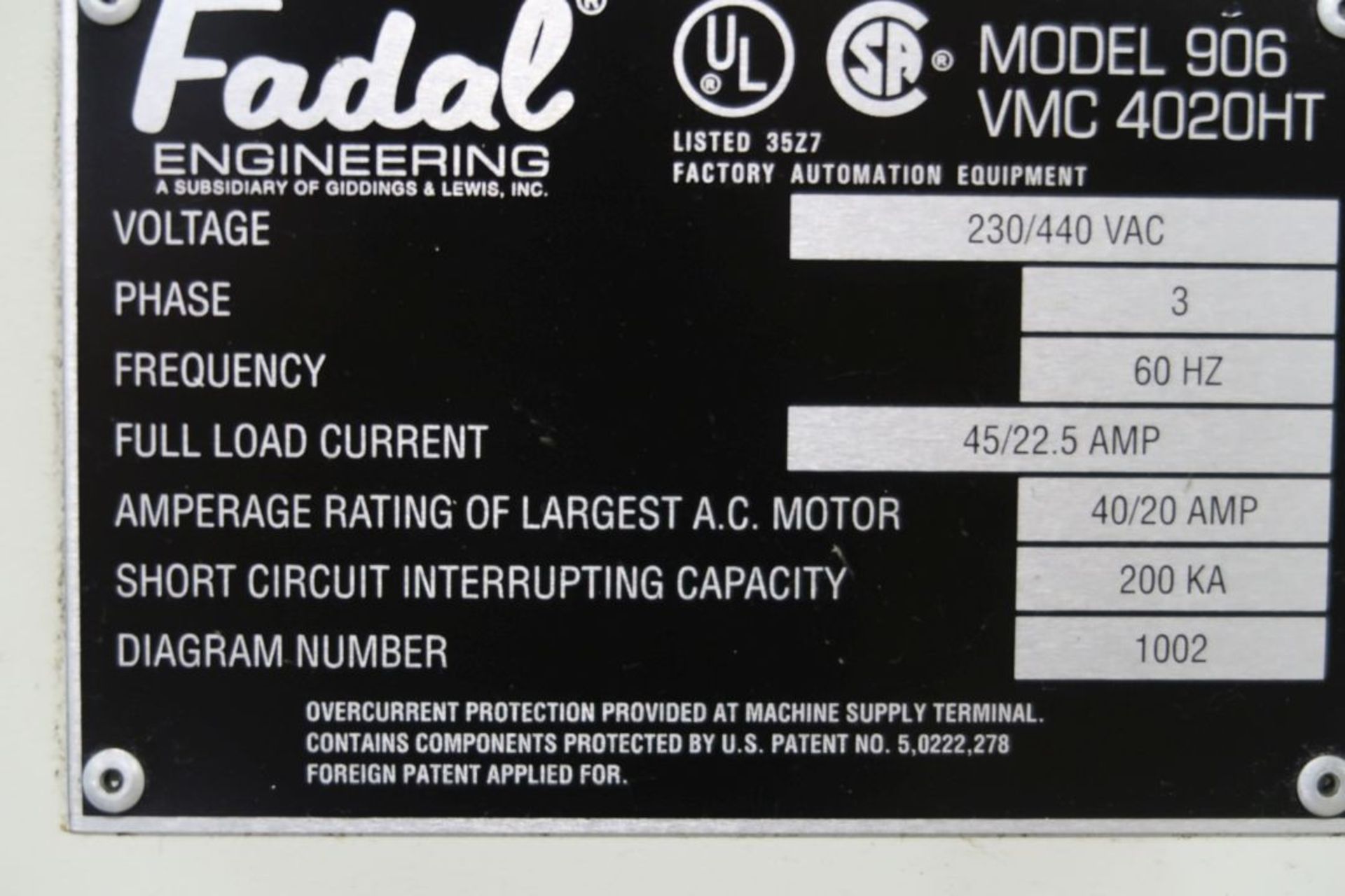 FADAL VMC-4020HT VERTICAL MACHINING CENTER (2000) MOD 906-1S, SN: 01200030416, FADAL MULTI PROCESSOR - Image 7 of 8