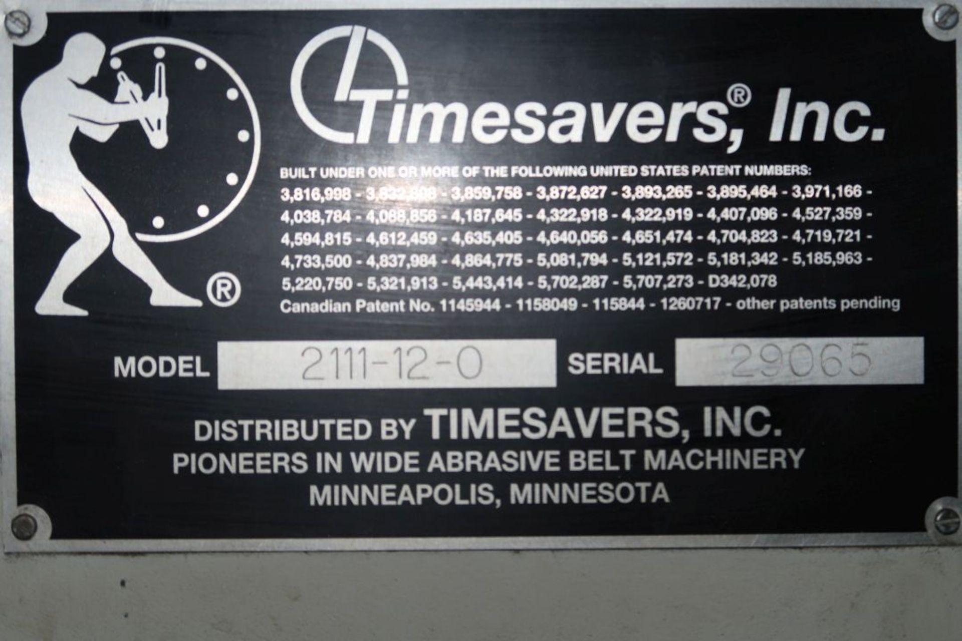 TIMESAVERS 24'' WET BELT SANDER MOD: 2111-12-0, 10 HP., SN: 29065, PAPER BED FILTRATION SYSTEM,230 - Image 2 of 4