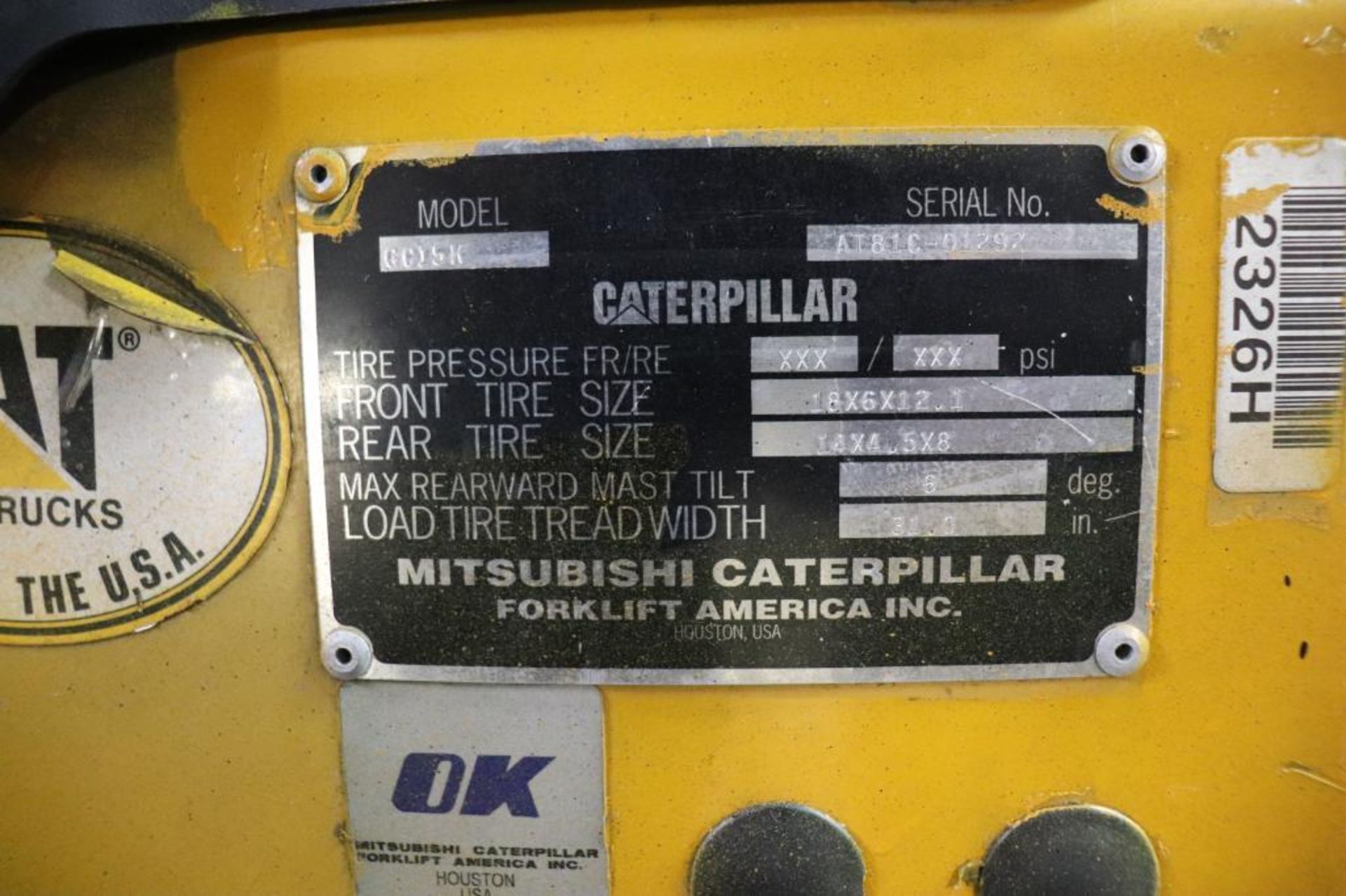 Caterpillar GC15K 3000lb LP forklift - Image 10 of 10