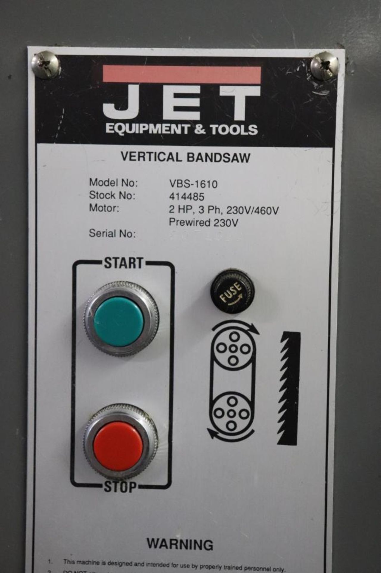 Jet VBS-1610 vertical bandsaw w/ blade welder - Image 6 of 7