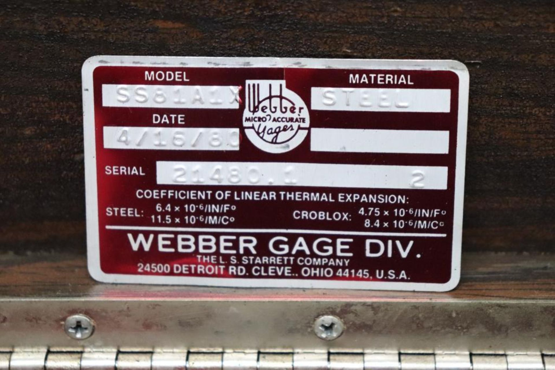 Webber/Starrett SS81ALX gage block set - Image 4 of 6