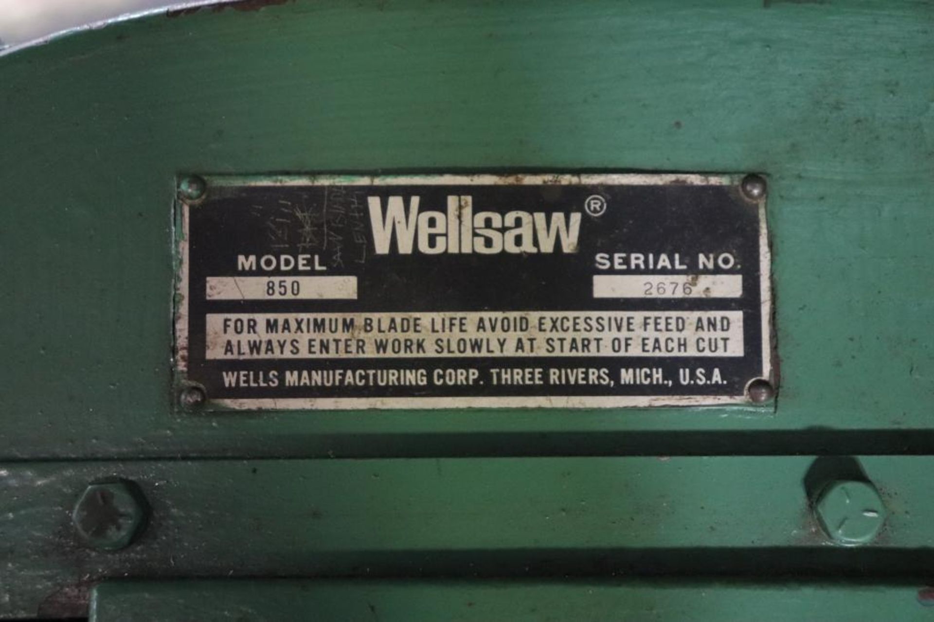 Wellsaw model 850 horizontal band saw 1ph - Image 5 of 8