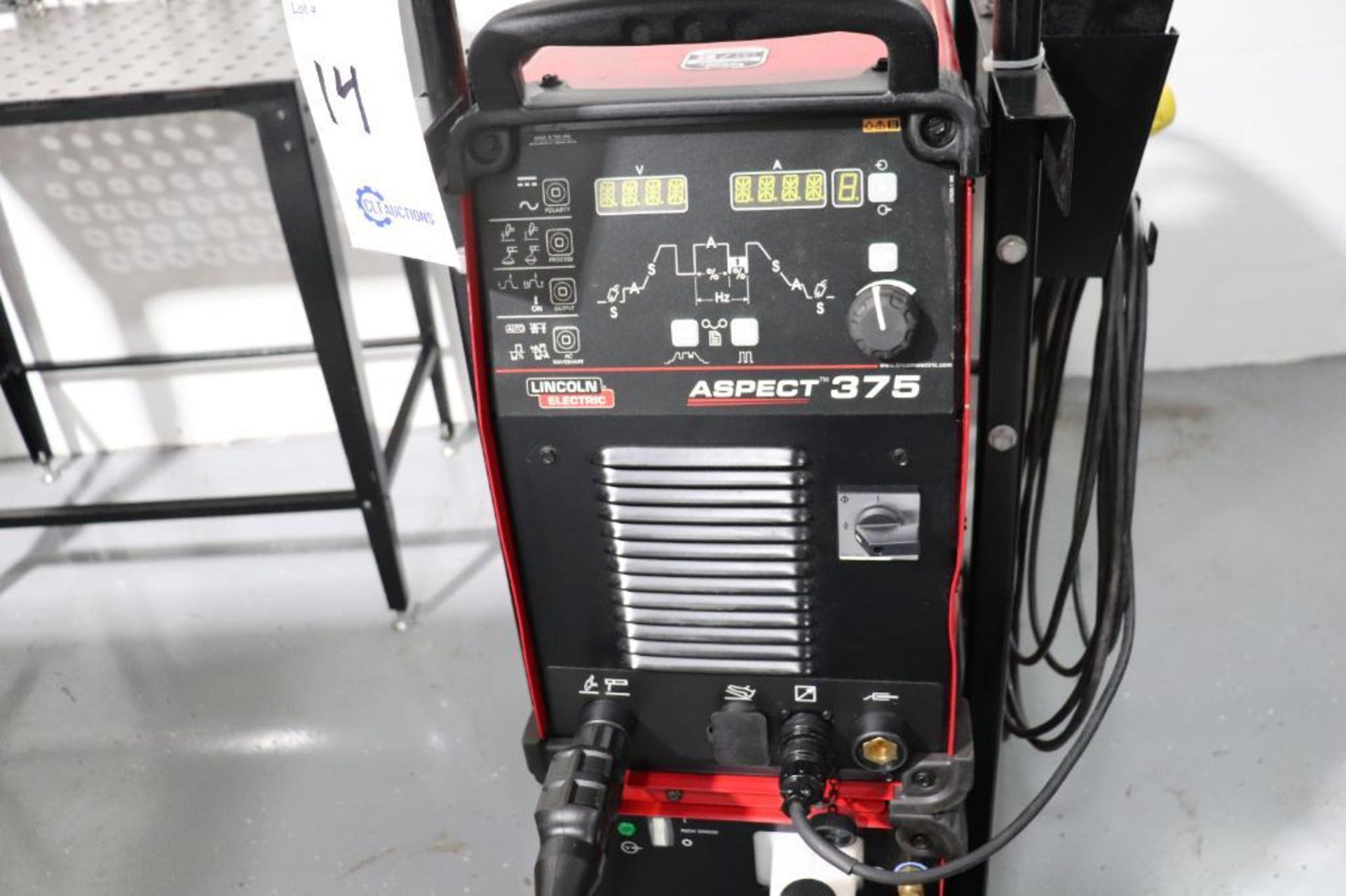 Lincoln Aspect 375 Tig welder w/ chiller, torch & cart - Image 9 of 12