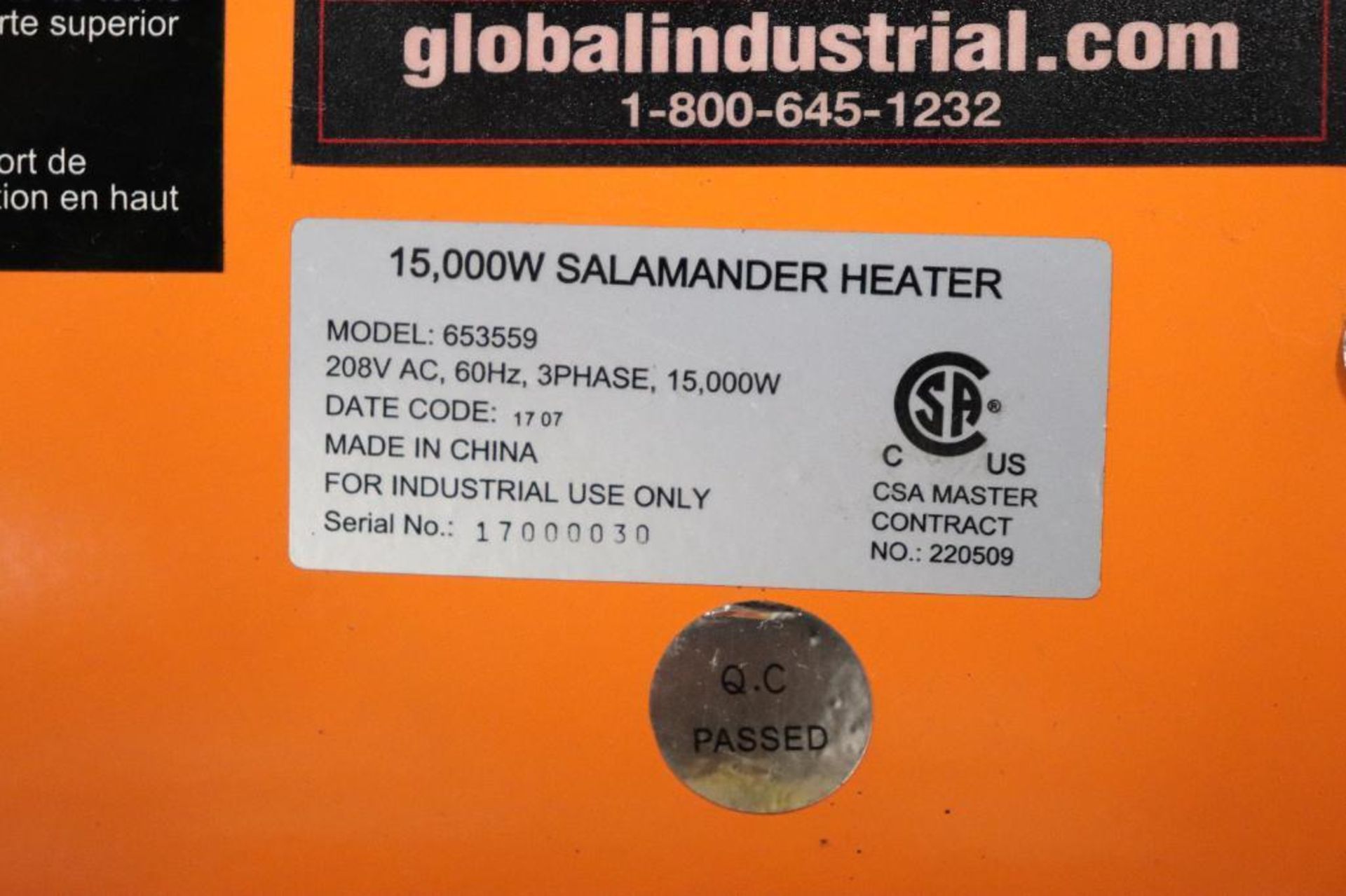 15000w 3ph Salamander heater Model 653559 - Image 5 of 5