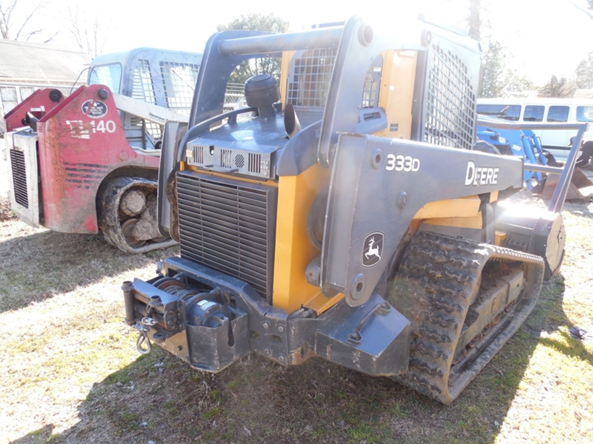 DEERE 333D rubber track skid steer, cab, rear winch, with mulching head,  2388 hrs vin# - Image 3 of 5